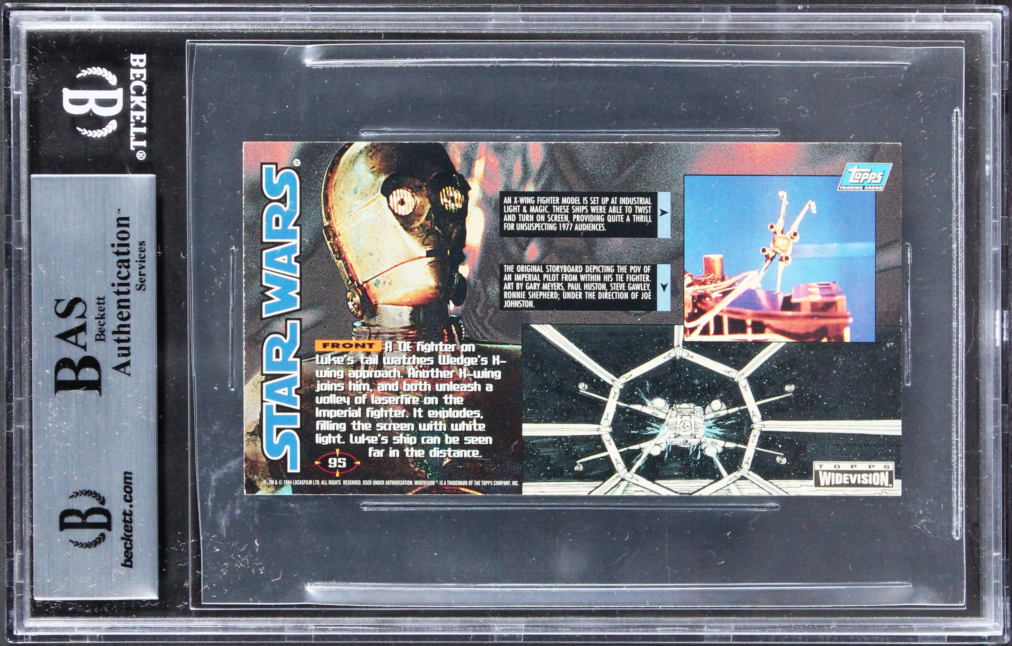 Star Wars (3) Werner, Seay, Green Signed 1995 SW Widevision #95 Card BAS Slabbed