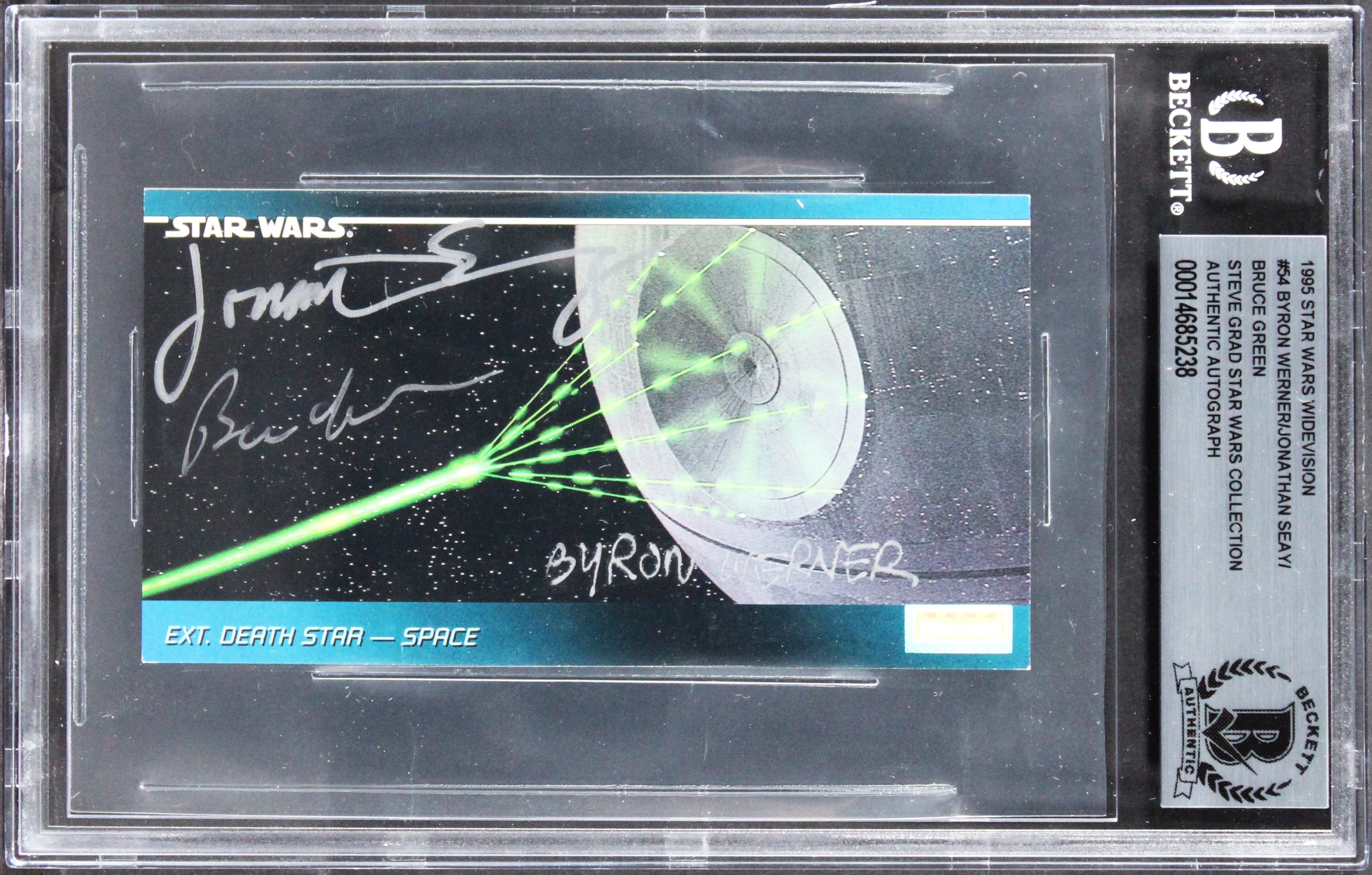 Star Wars (3) Werner, Seay, Green Signed 1995 SW Widevision #54 Card BAS Slabbed