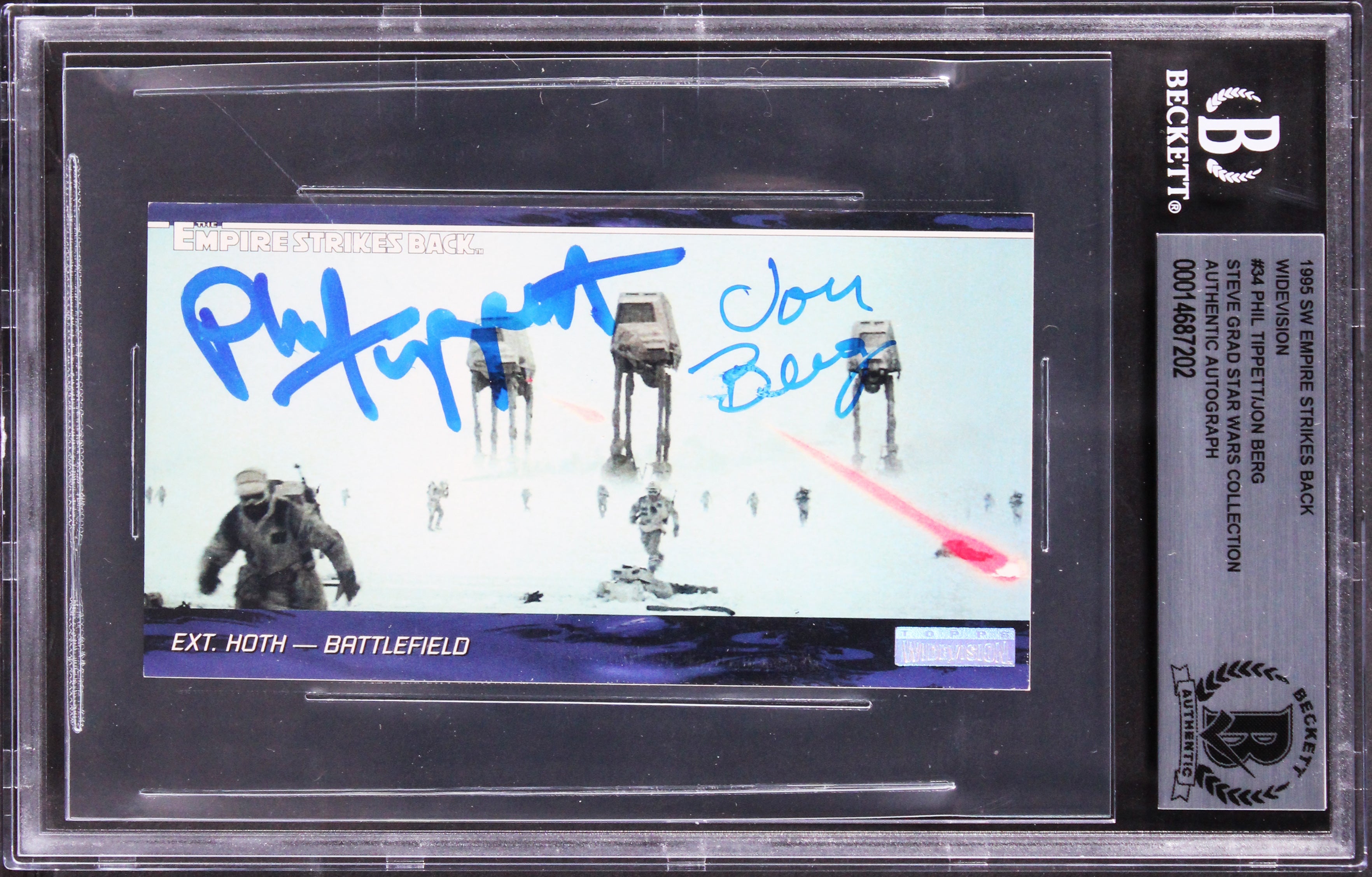 Phil Tippett, Jon Berg Star Wars Signed 1995 SW ESB Widevision #34 Card BAS Slab