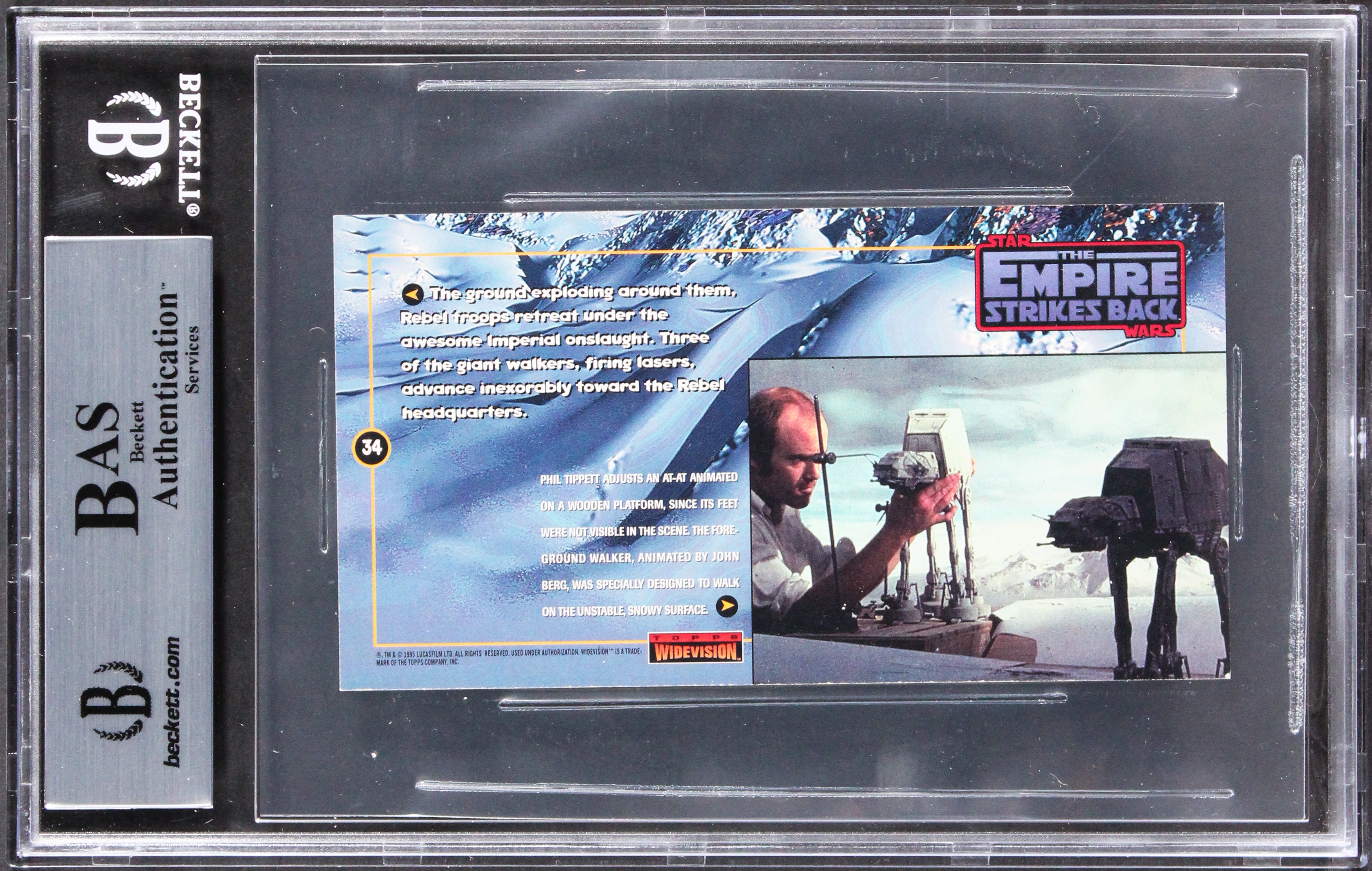 Phil Tippett, Jon Berg Star Wars Signed 1995 SW ESB Widevision #34 Card BAS Slab