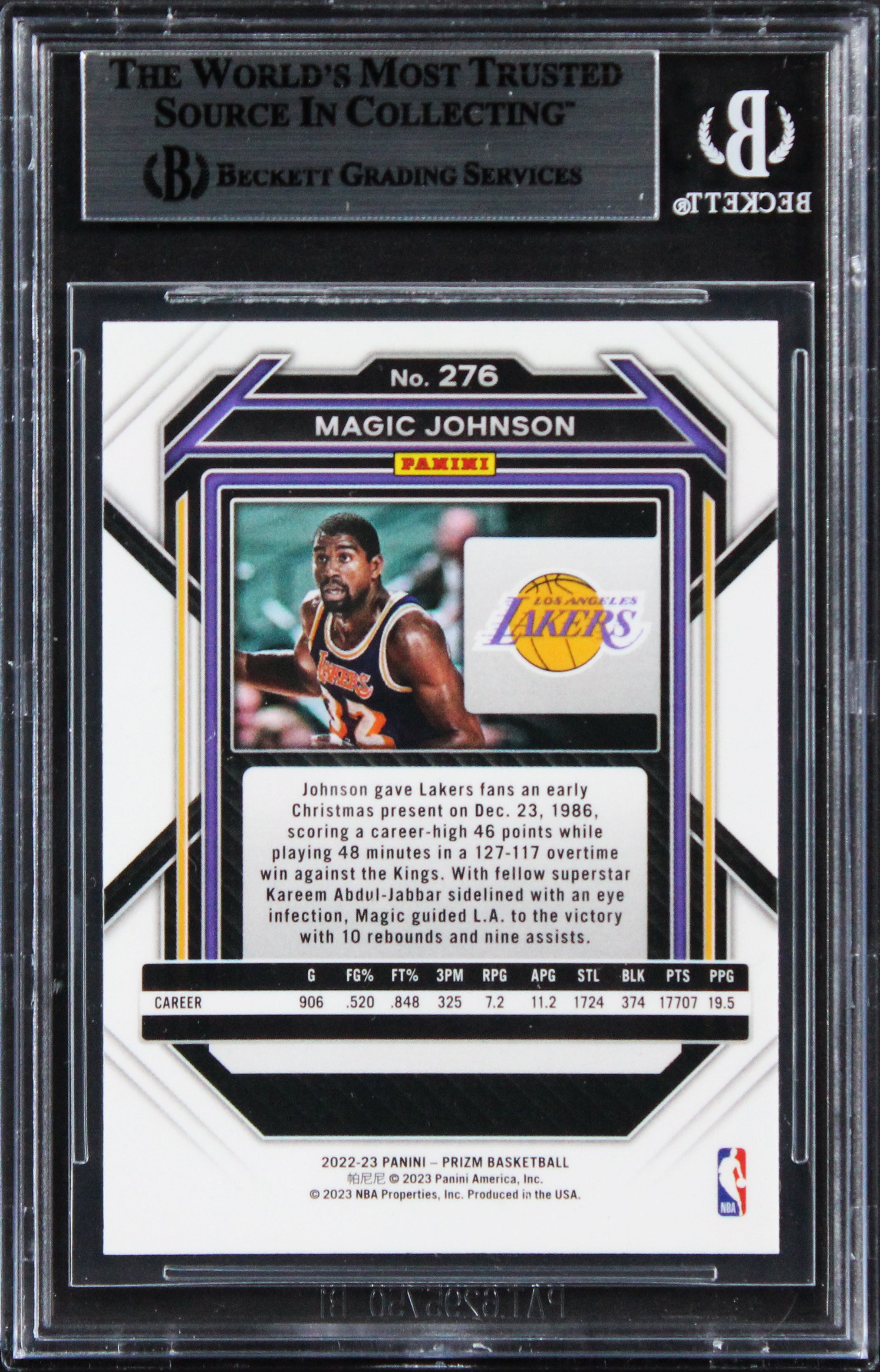 Lakers Magic Johnson Authentic Signed 2022 Panini Prizm #276 Card BAS Slabbed