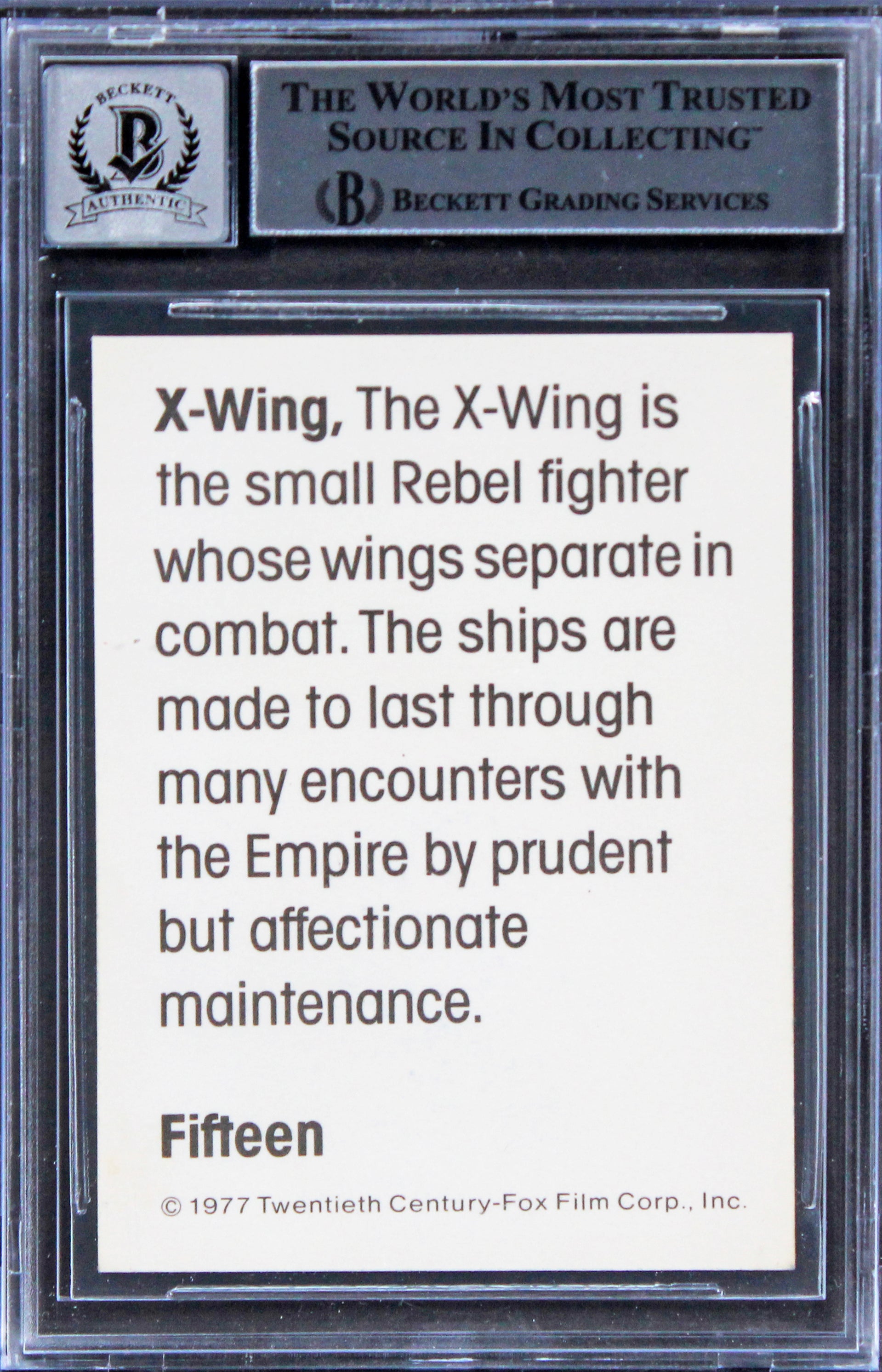 William & Jamie Shourt Signed 1977 Star Wars WB #15 Card Auto 10! BAS Slabbed