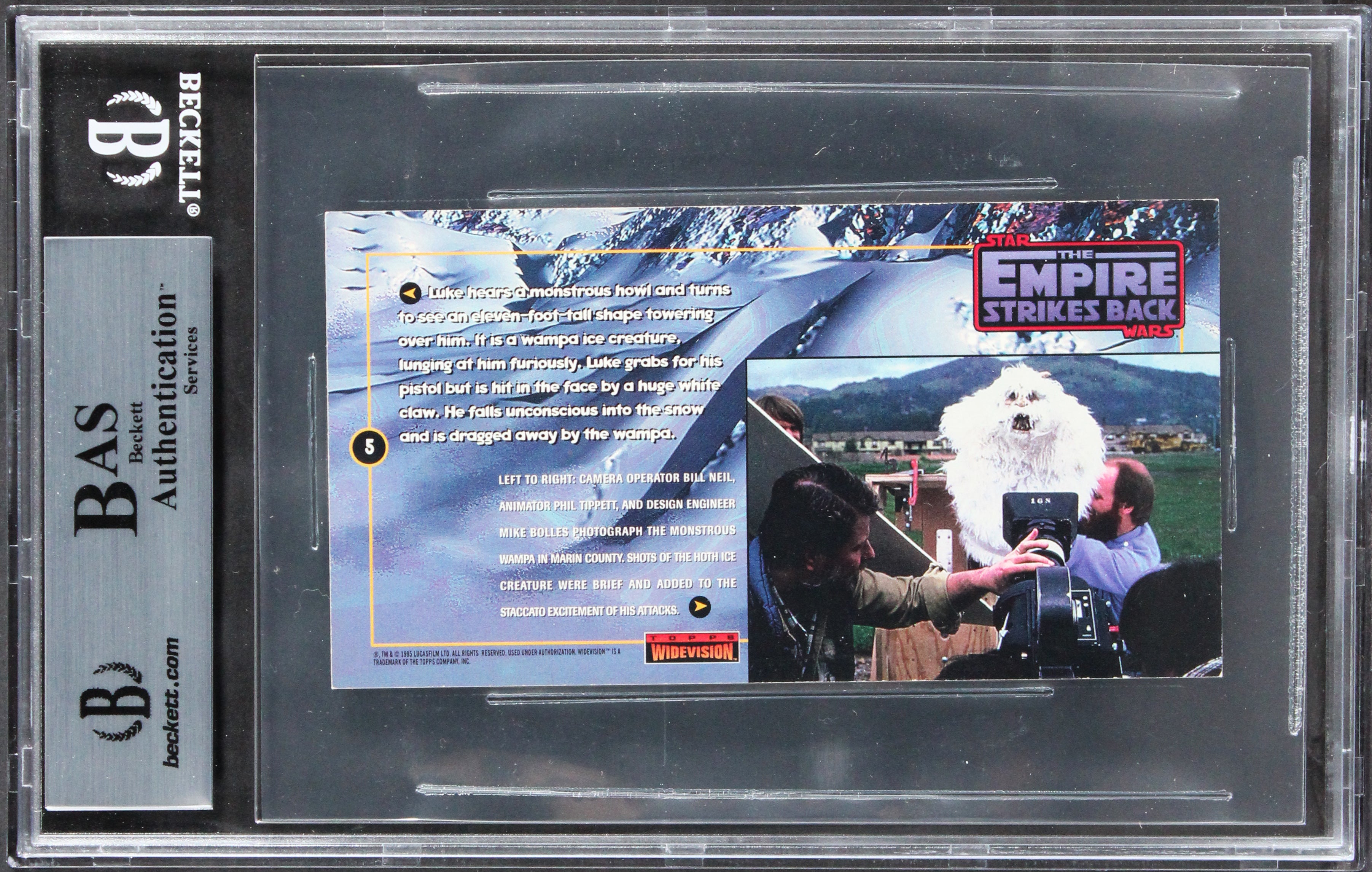 Phil Tippett, Jon Berg Star Wars Signed 1995 ESB Widevision #5 Card BAS Slabbed
