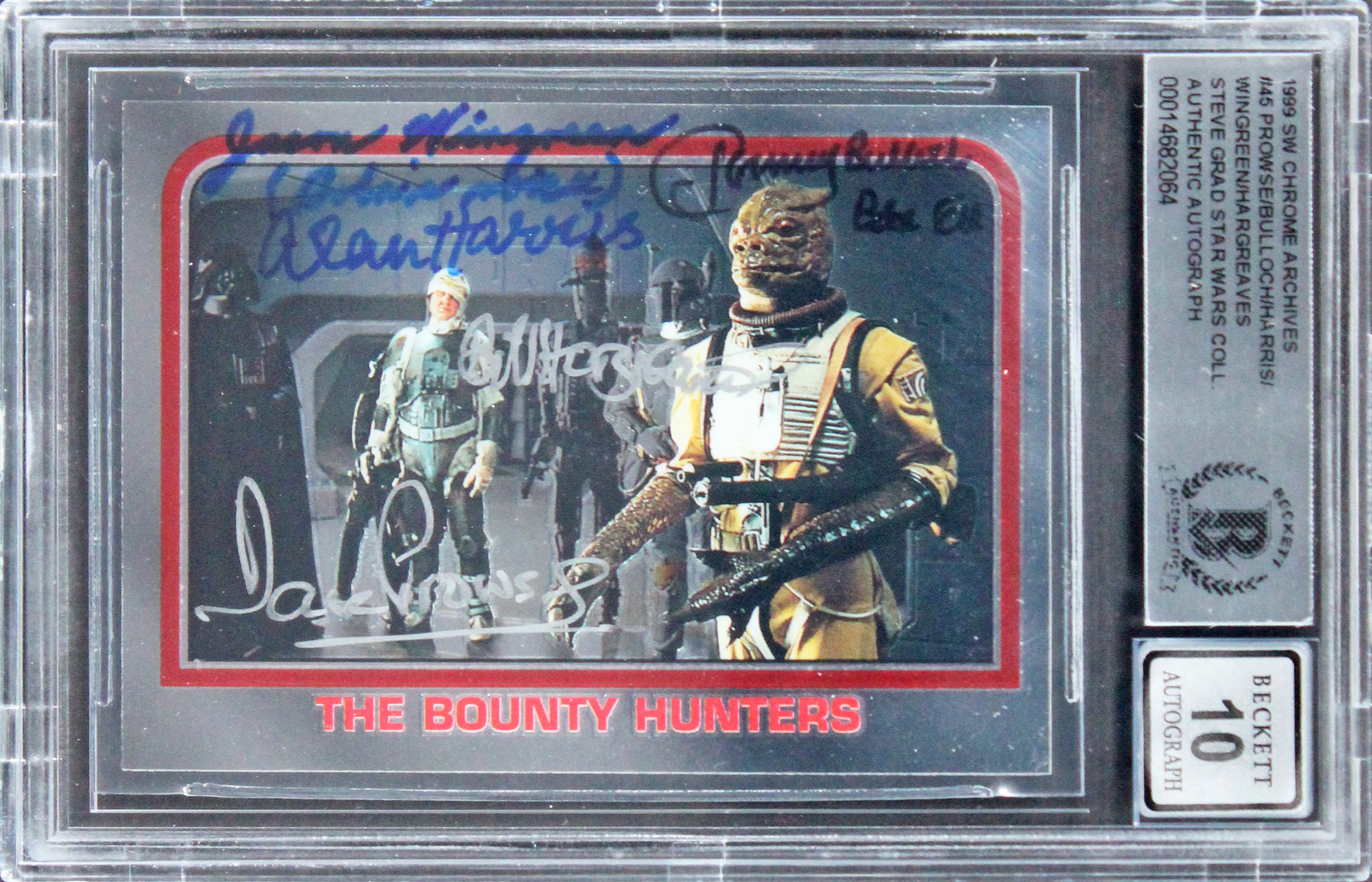 (5) Prowse, Bulloch +3 Signed 1999 Star Wars Chrome #45 Card Auto 10! BAS Slab