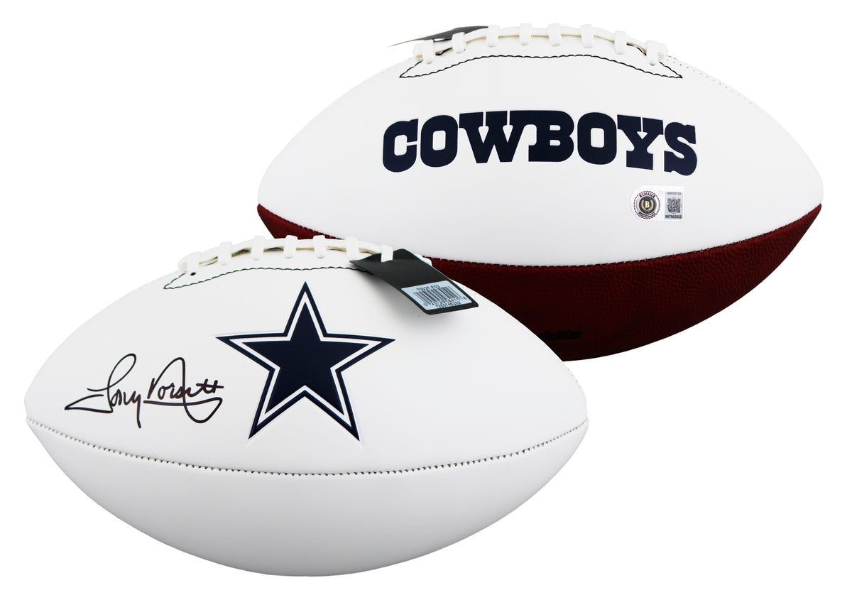 Cowboys Tony Dorsett Signed Franklin White Panel Logo Football BAS Witnessed