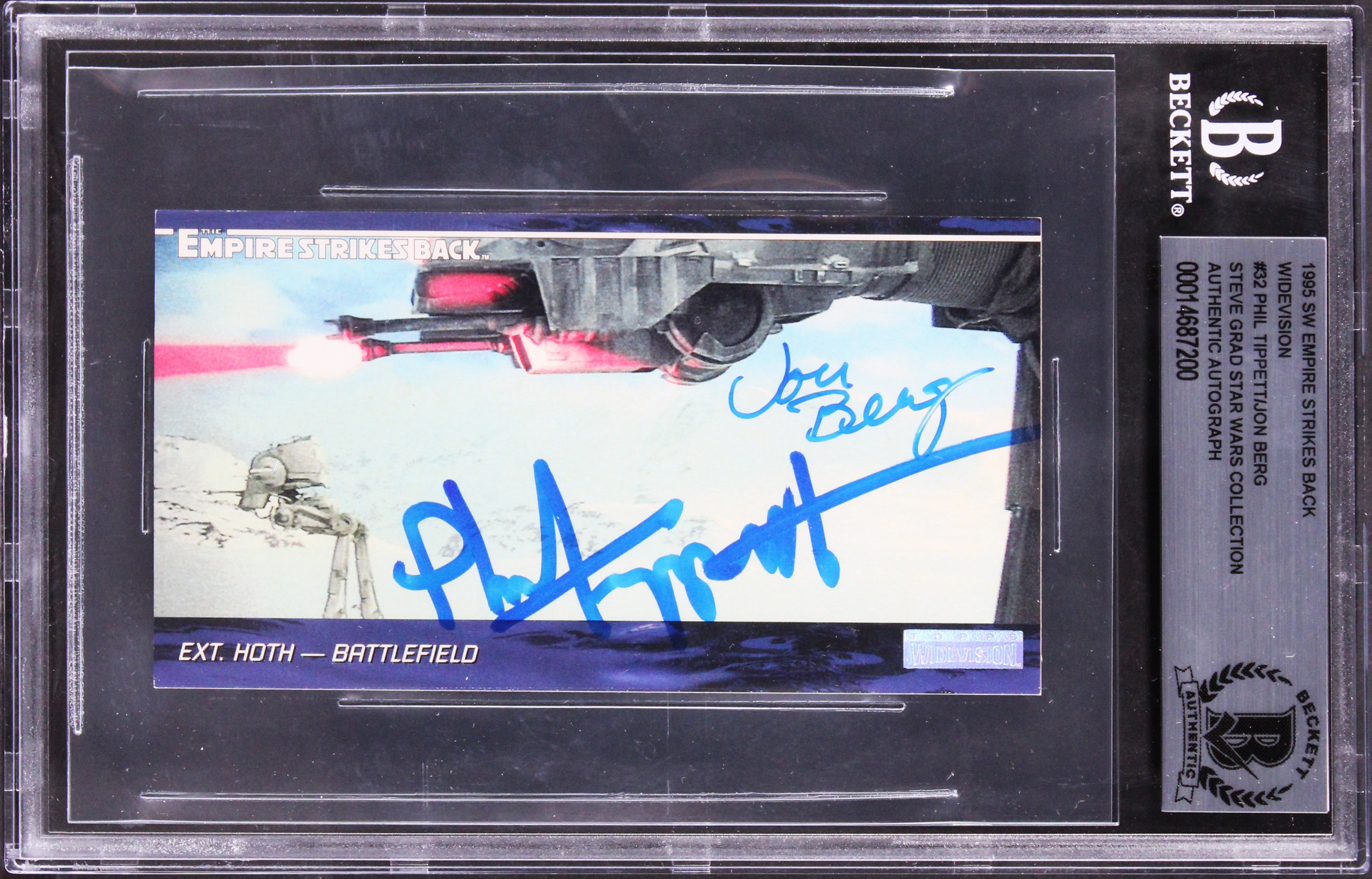 Phil Tippett, Jon Berg Star Wars Signed 1995 ESB Widevision #32 Card BAS Slabbed