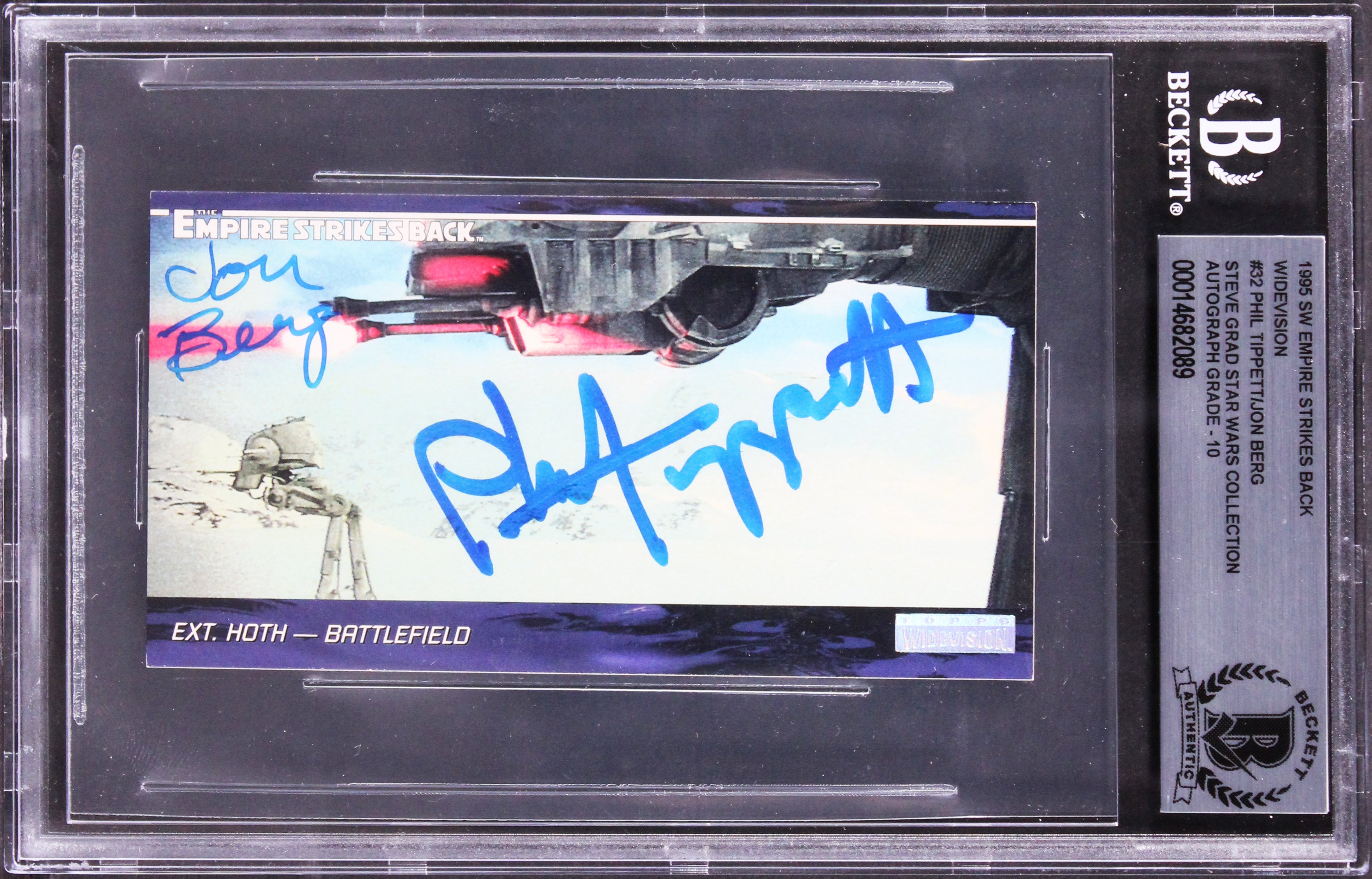 Phil Tippett, Jon Berg Signed 1995 SW ESB Widevision #32 Card Auto 10! BAS Slab