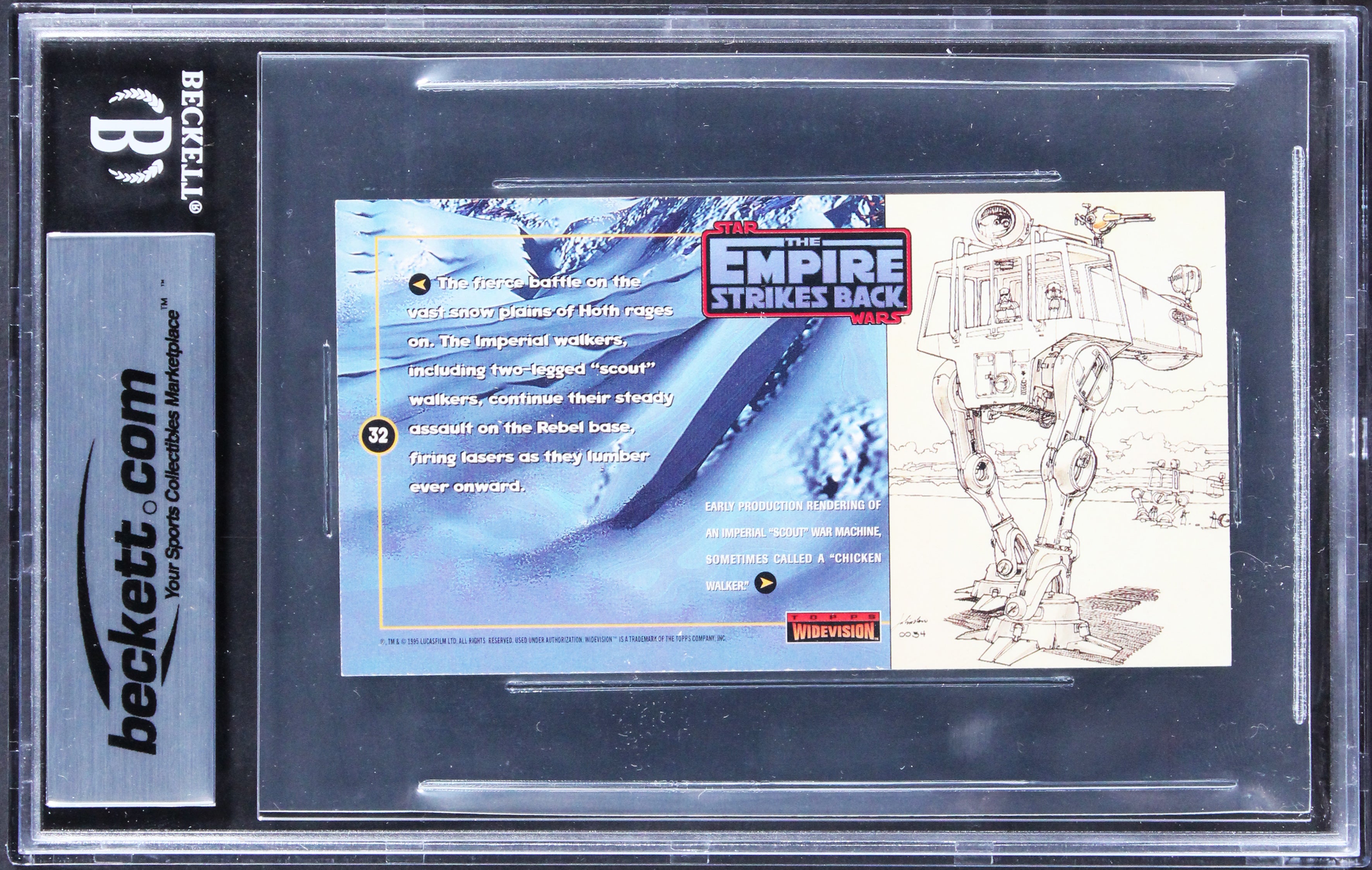 Phil Tippett, Jon Berg Signed 1995 SW ESB Widevision #32 Card Auto 10! BAS Slab