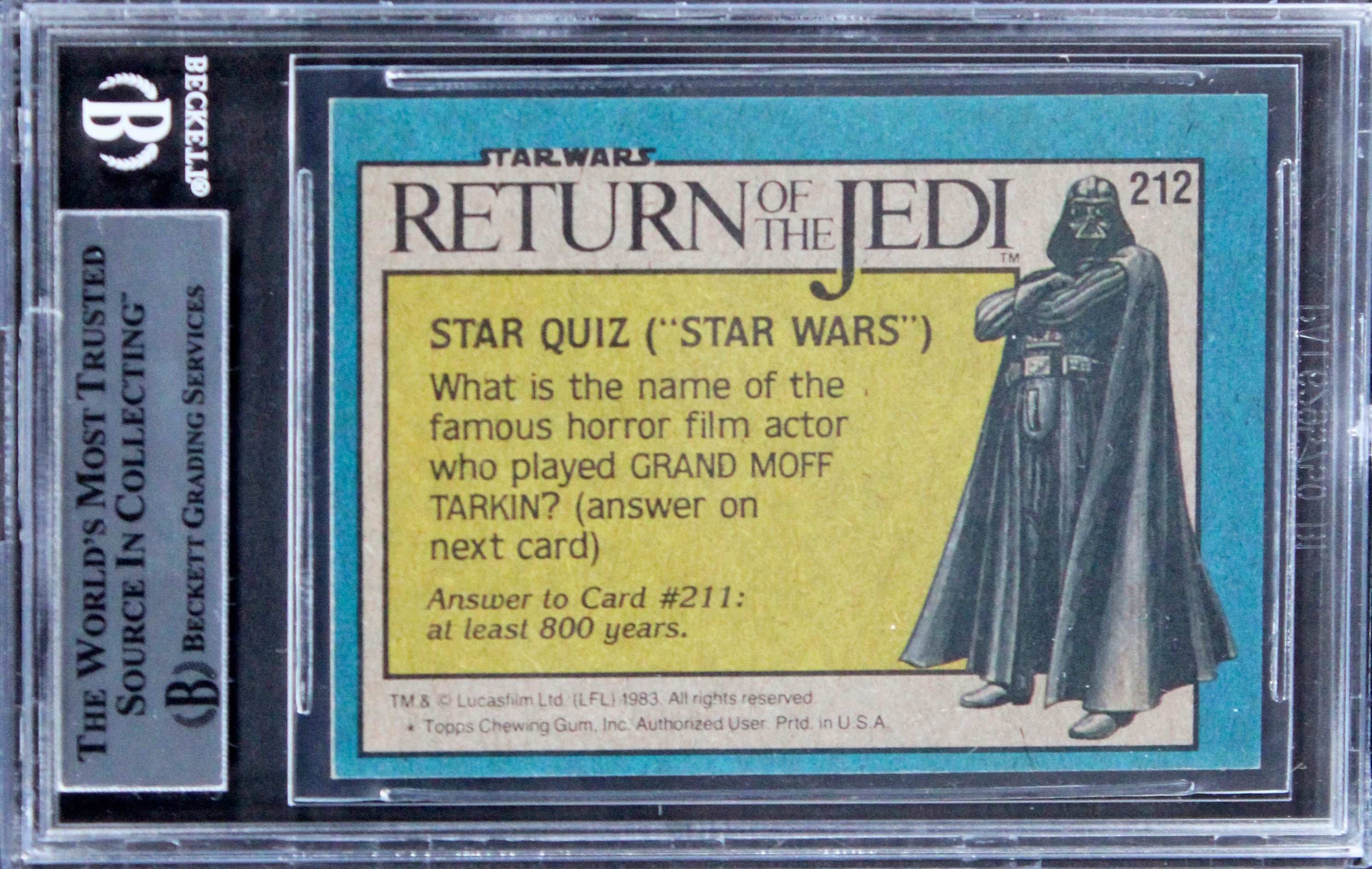 Tim Dry & Sean Crawfordd  Signed 1983 Star Wars ROTJ #212 Card BAS Slabbed