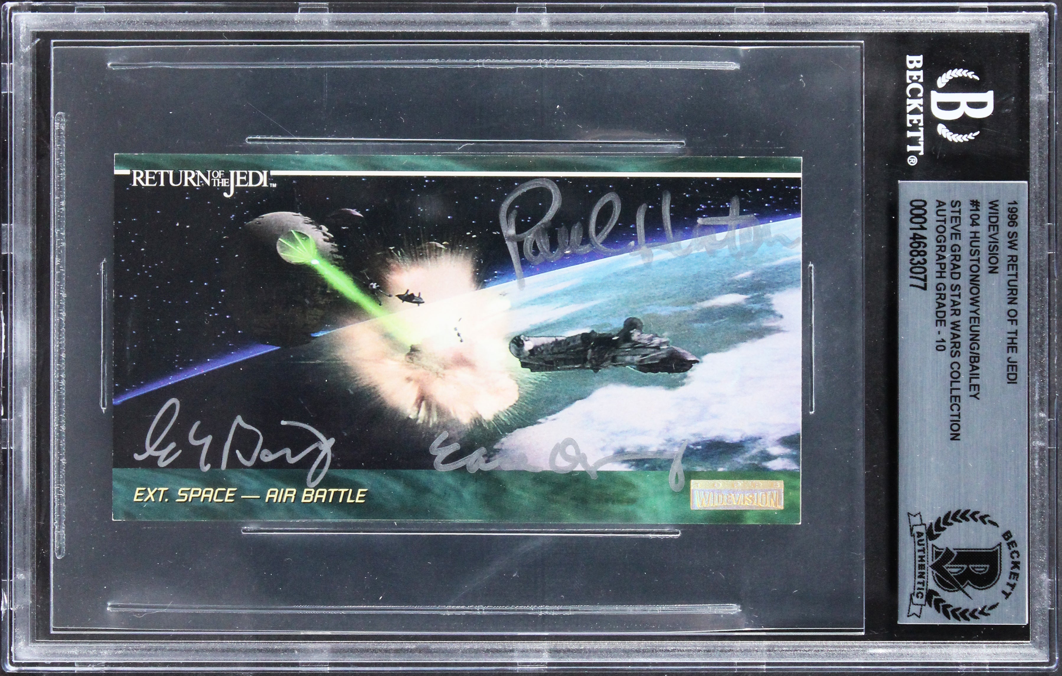 Star Wars (3) Huston, Owyeung +1 Signed 1996 ROTJ WV #104 Card Auto 10! BAS Slab