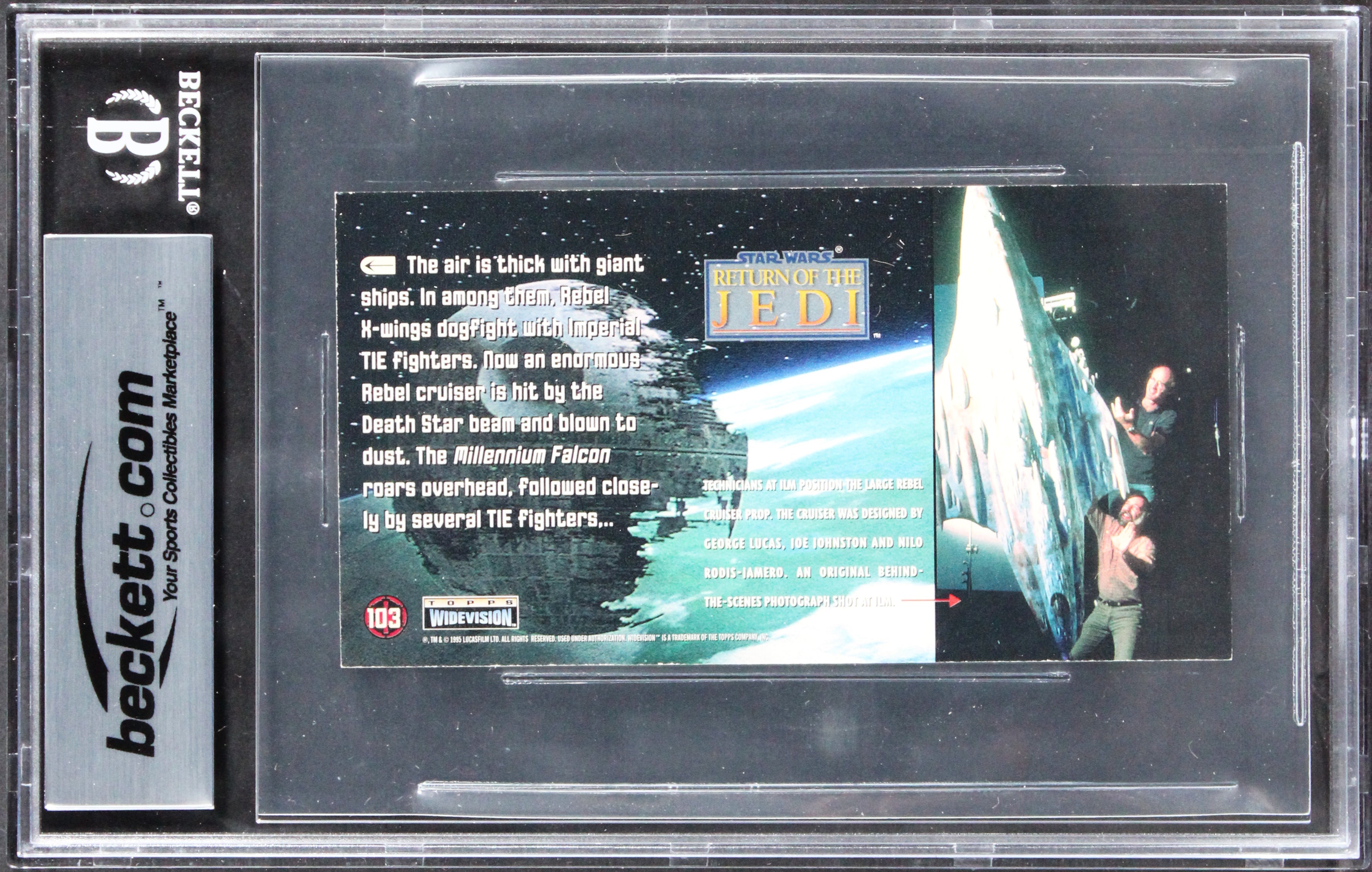 Star Wars (3) Huston, Owyeung +1 Signed 1996 ROTJ WV #103 Card Auto 10! BAS Slab