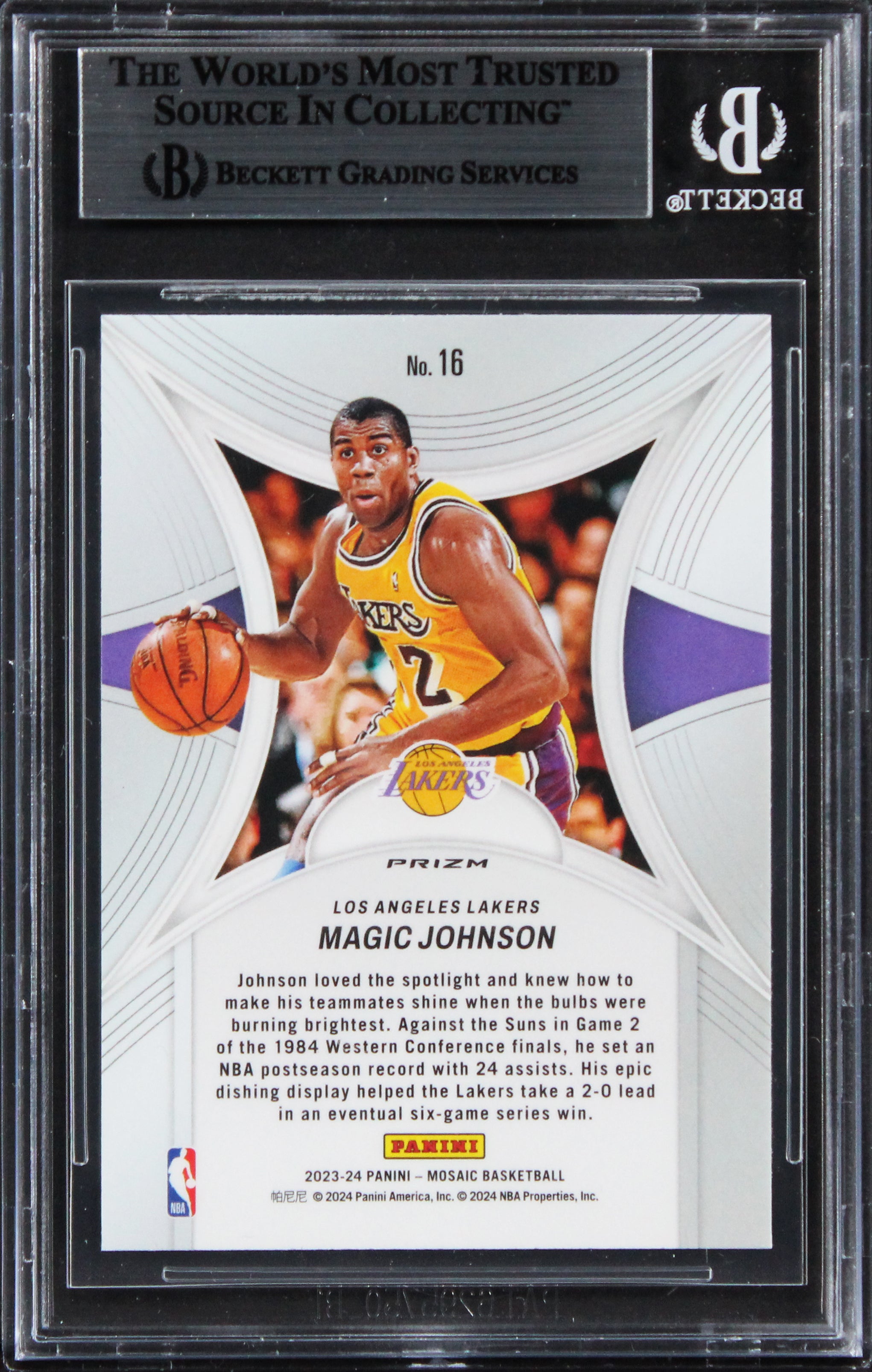 Magic Johnson Signed 2023 Panini Mosaic Epic Performers Mosaic #16 Card BAS Slab