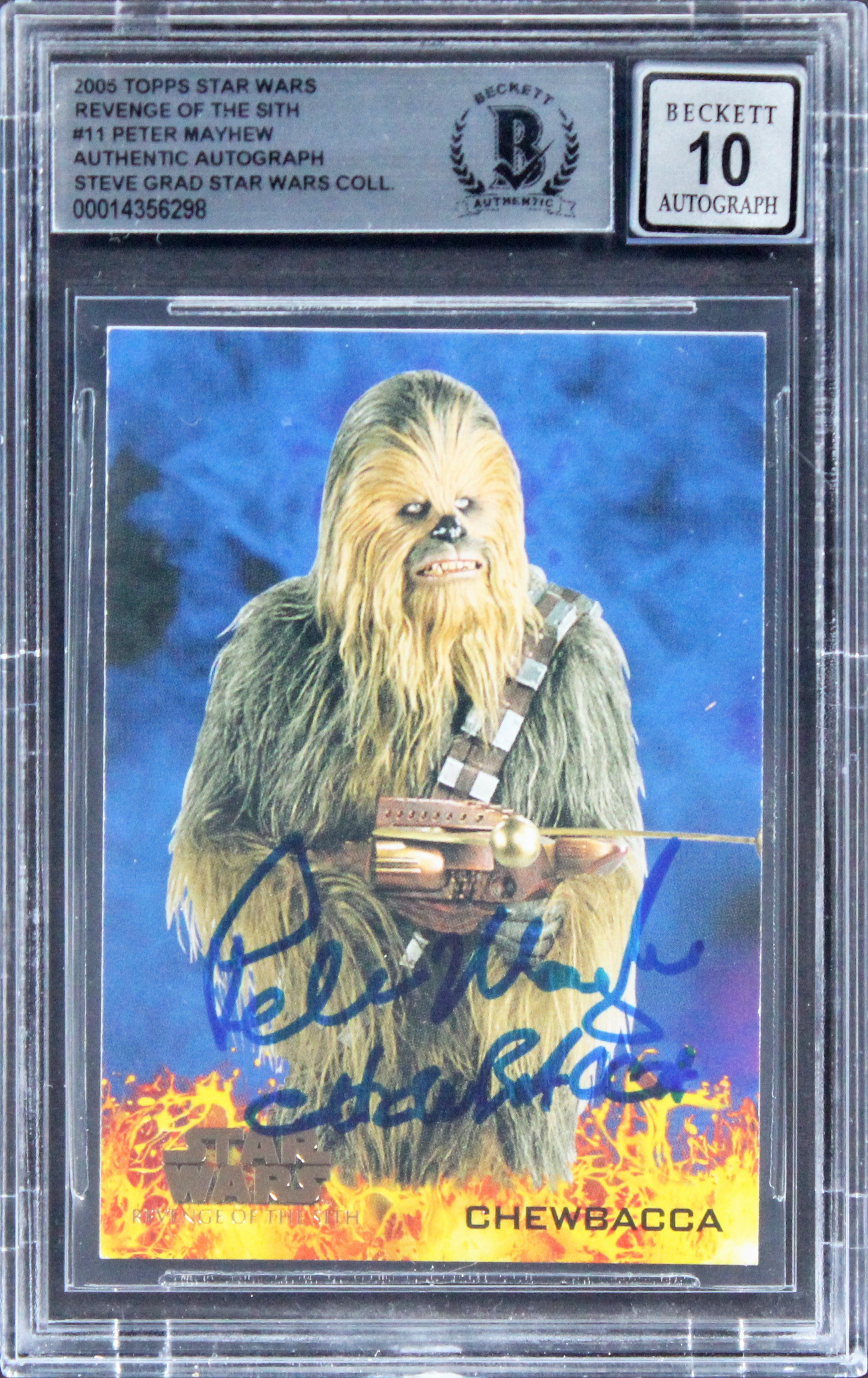 Peter Mayhew Signed 2005 Topps Star Wars ROTS #11 Card Auto 10! BAS Slabbed