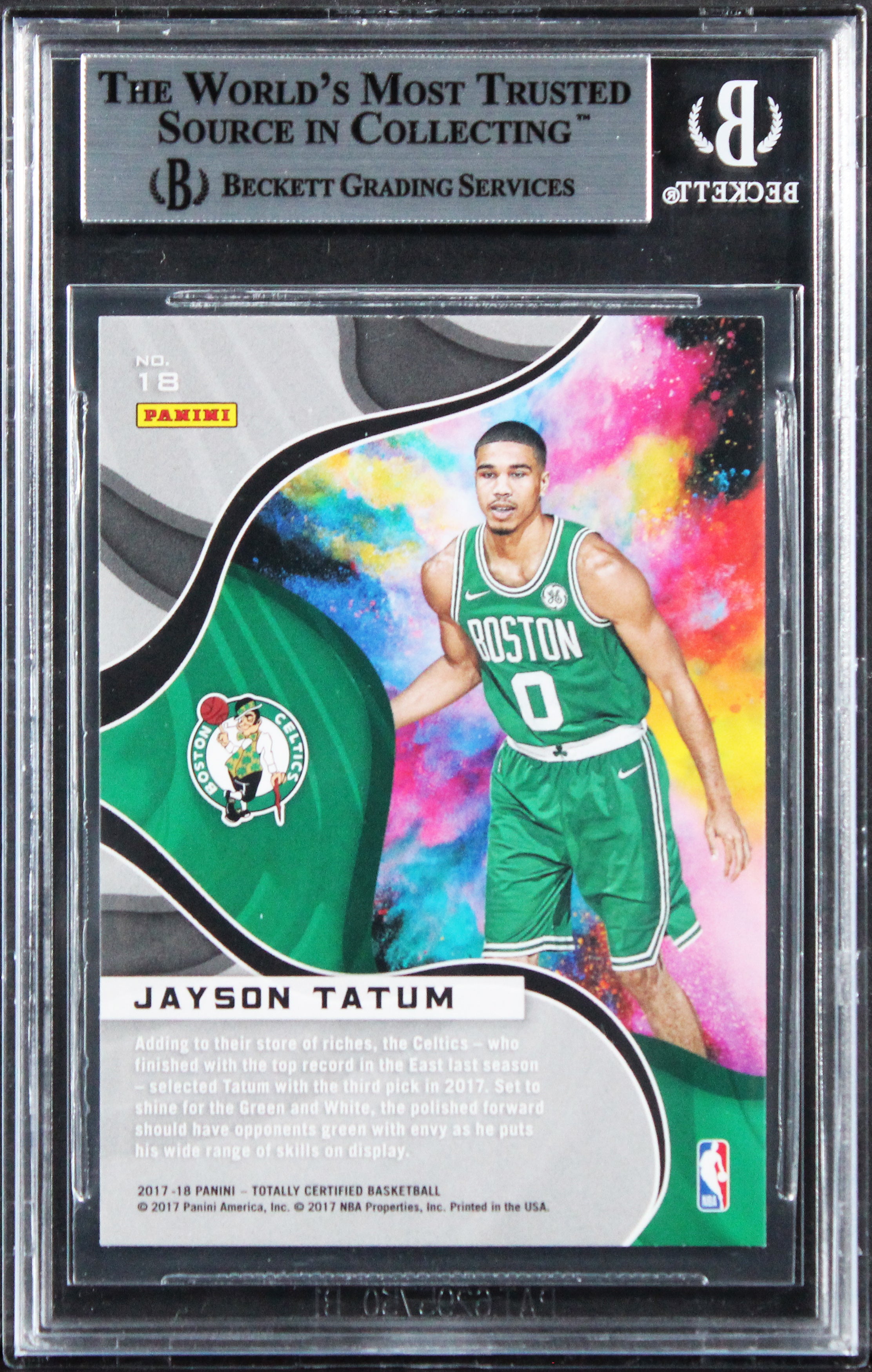 Celtics Jayson Tatum Signed 2017 Totally Certified #18 Rookie Card BAS Slabbed