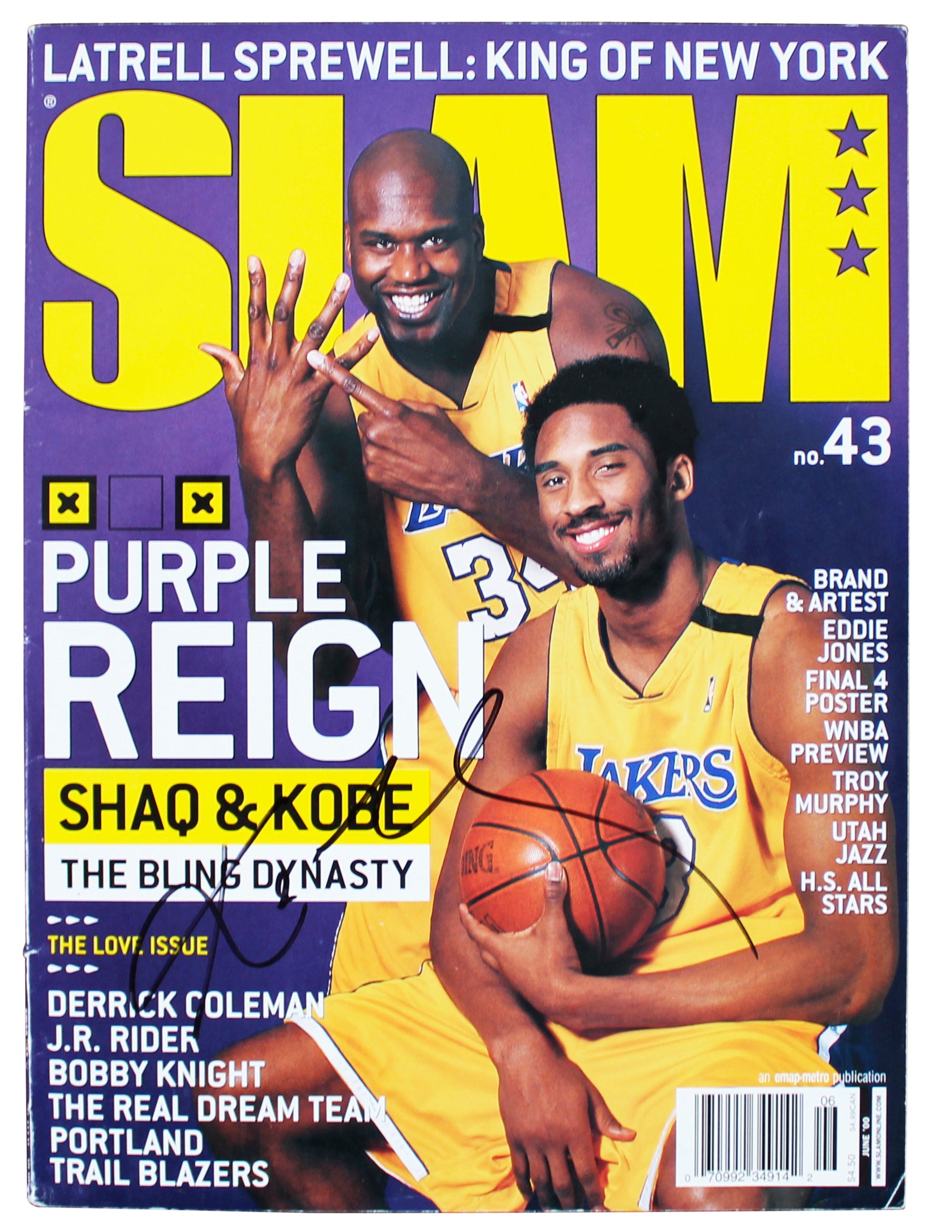 Lakers Kobe Bryant Authentic Signed 2000 Slam Magazine Autographed JSA #YY16939