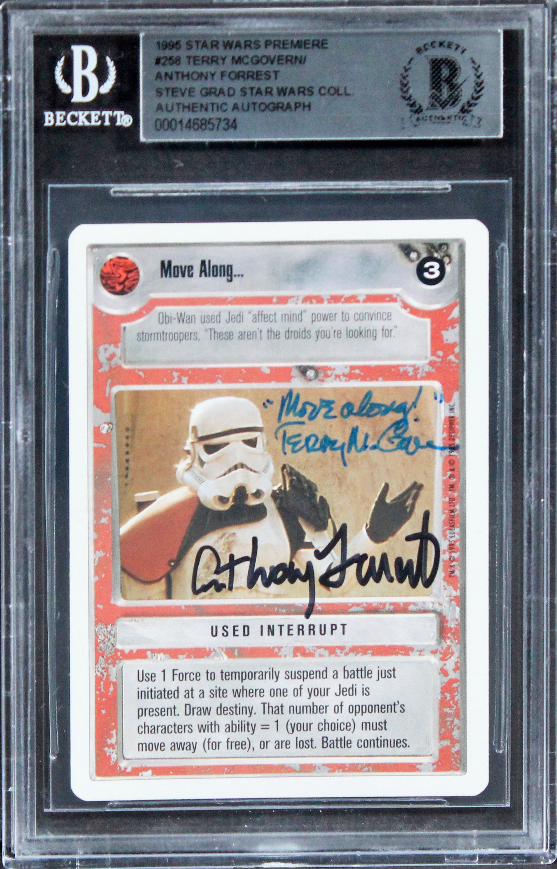 Terry McGovern & Anthony Forrest Signed 1995 Star Wars Prem. #258 Card BAS Slab