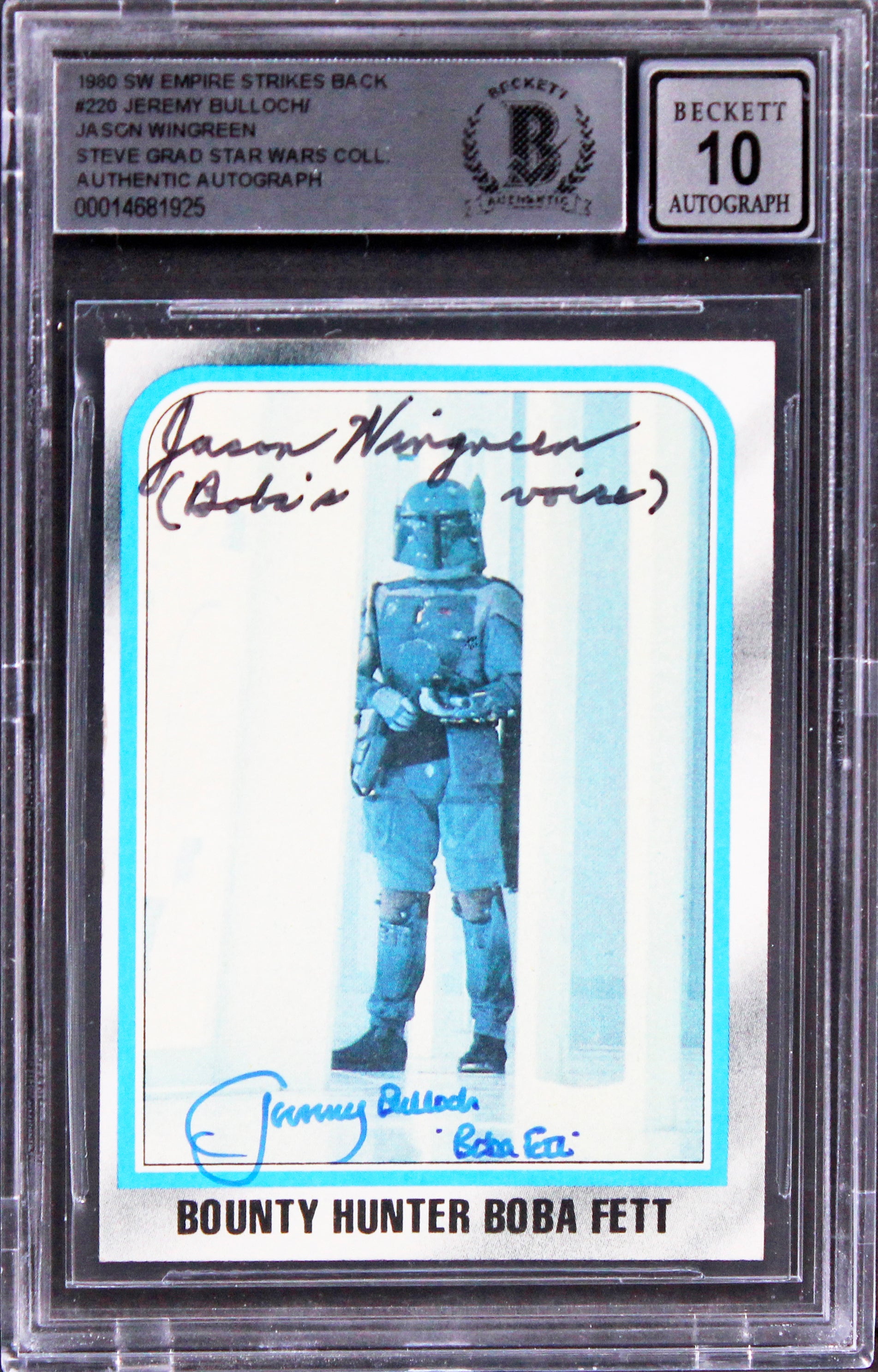 Jeremy Bulloch & Jason Wingreen Signed 1980 SW ESB #220 Card Auto 10 BAS Slab 1