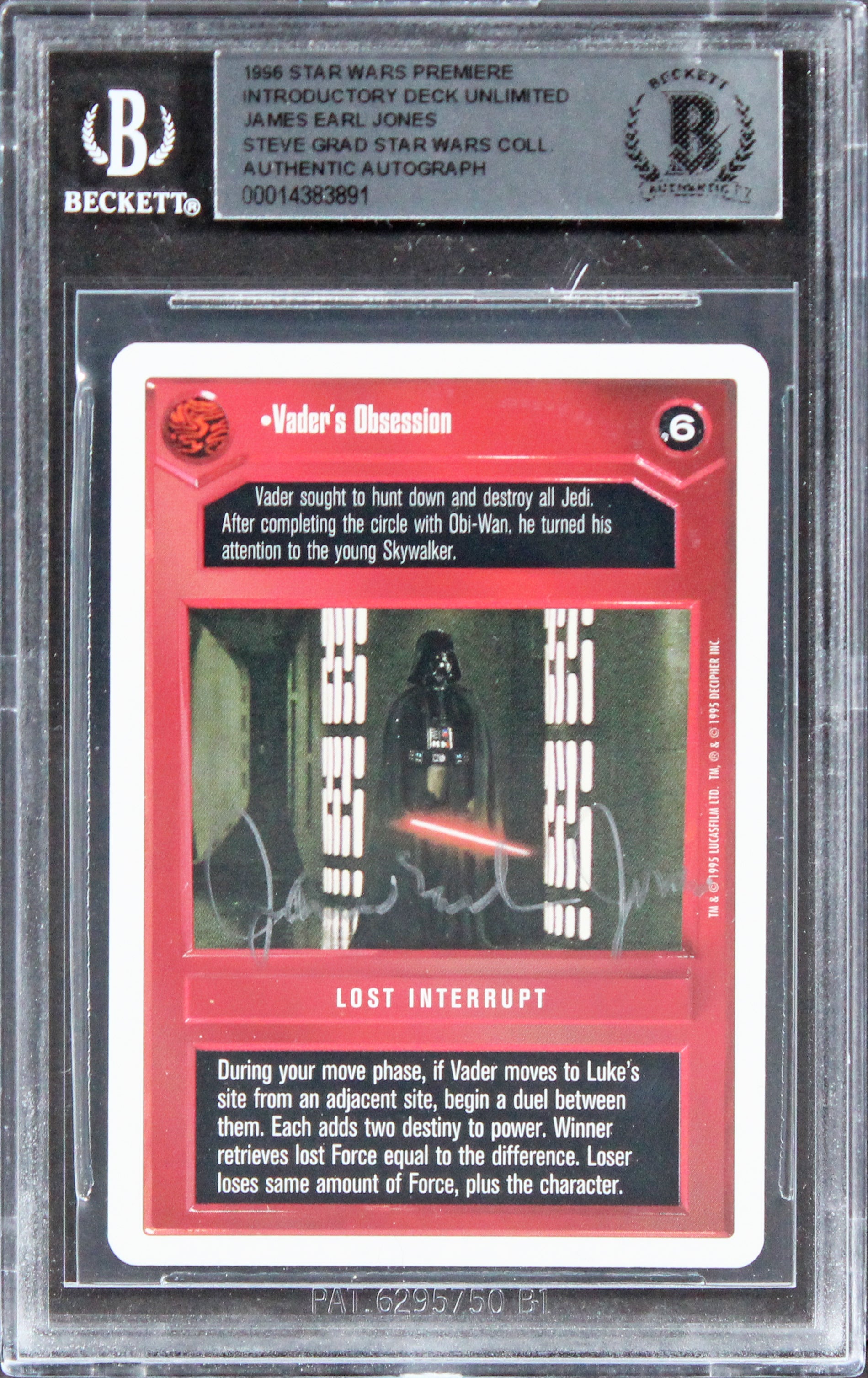 James Earl Jones Star Wars Signed 1996 Star Wars Premiere IDU Card BAS Slabbed