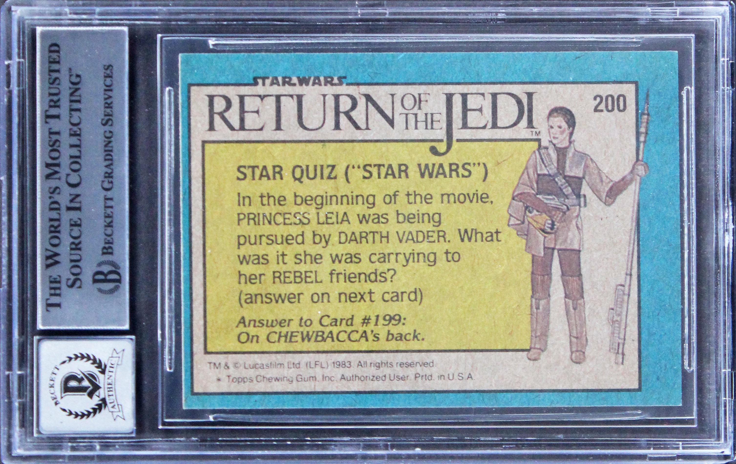 David Prowse Signed 1983 Star Wars Return of the Jedi #200 Card Auto 10 BAS Slab