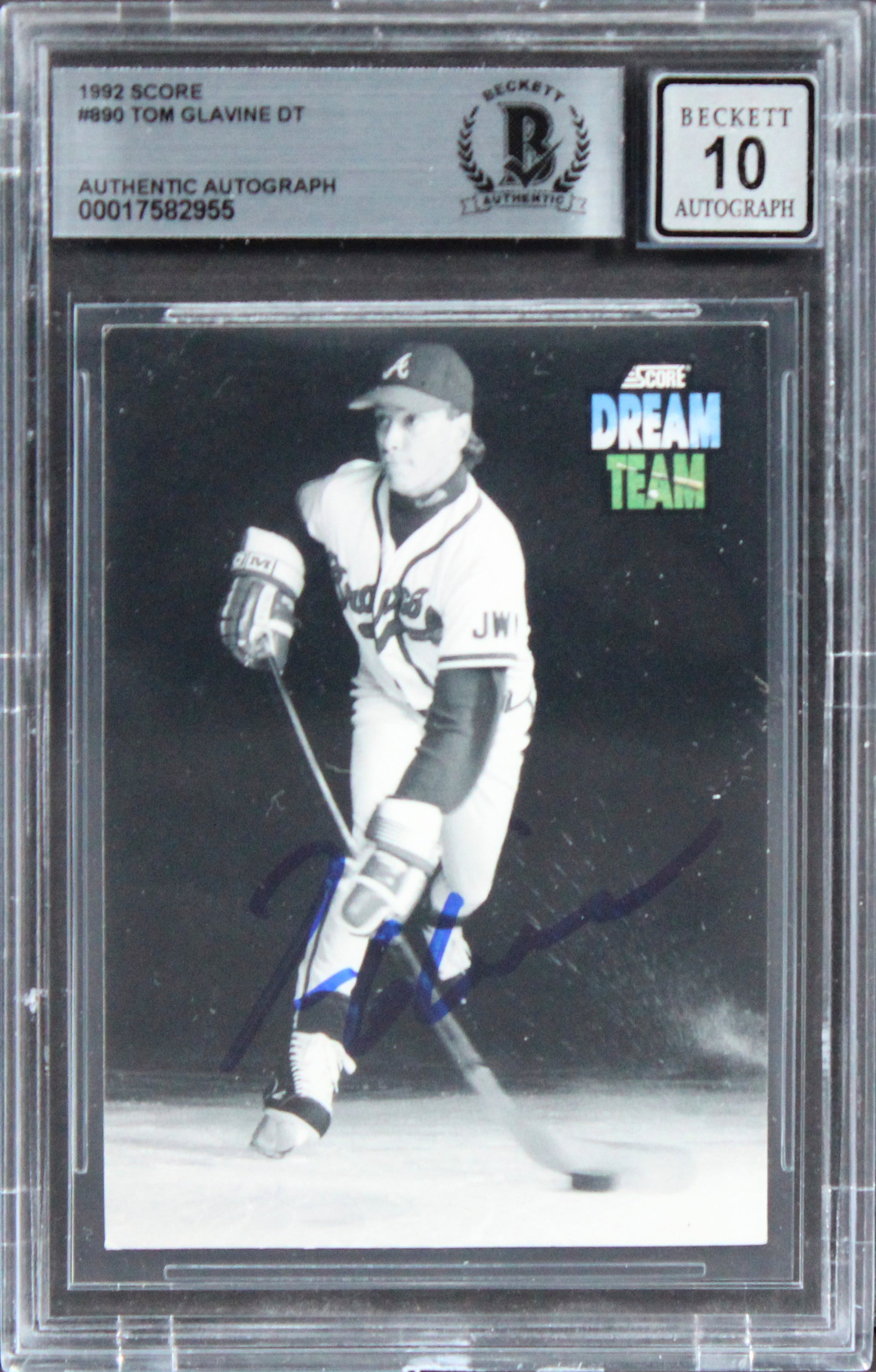 Braves Tom Glavine Signed 1992 Score Dream Team #890 Card Auto 10! BAS Slabbed