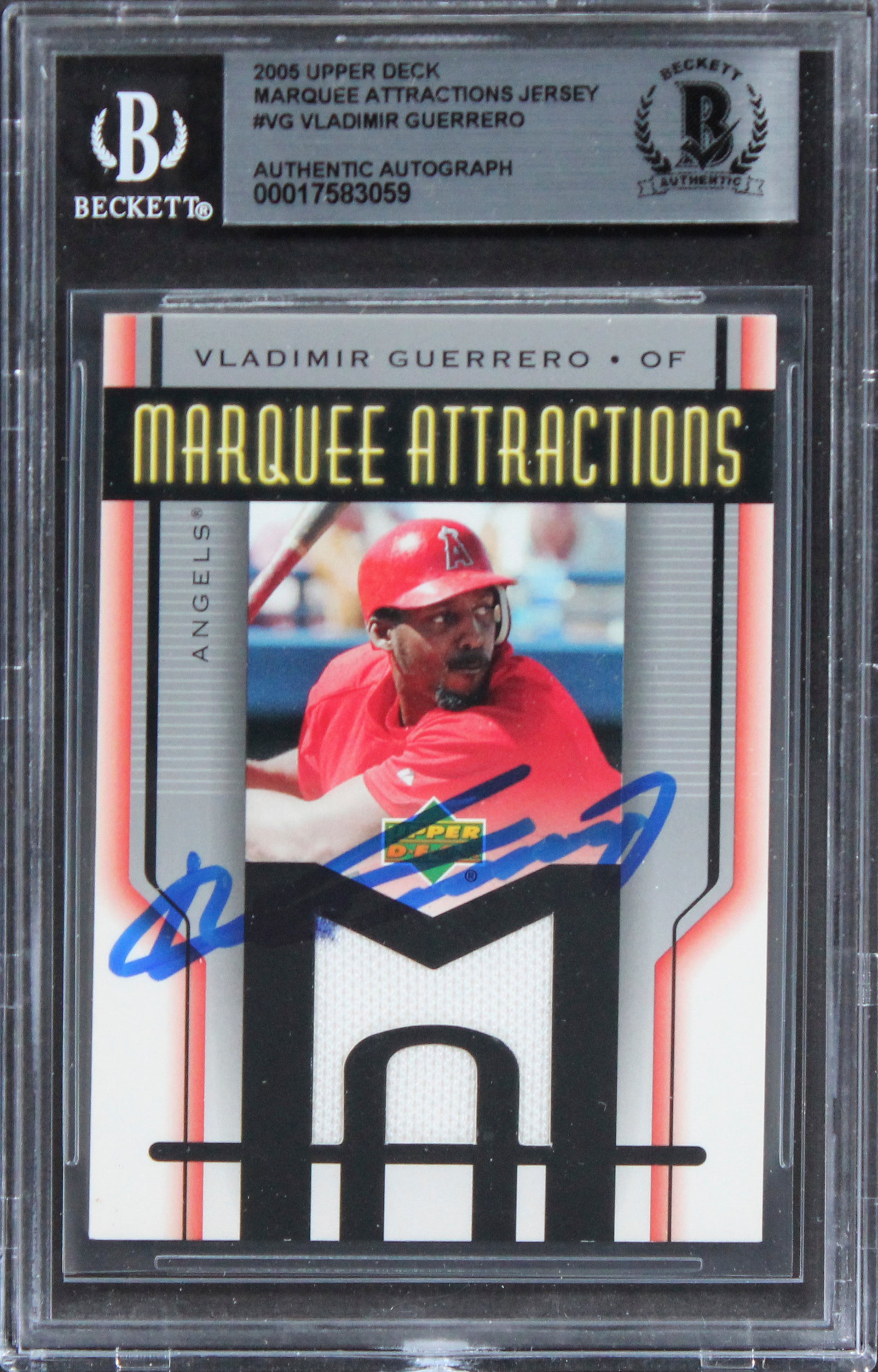 Angels Vladimir Guerrero Signed 2005 Upper Deck Marquee AJ #VG Card BAS Slabbed