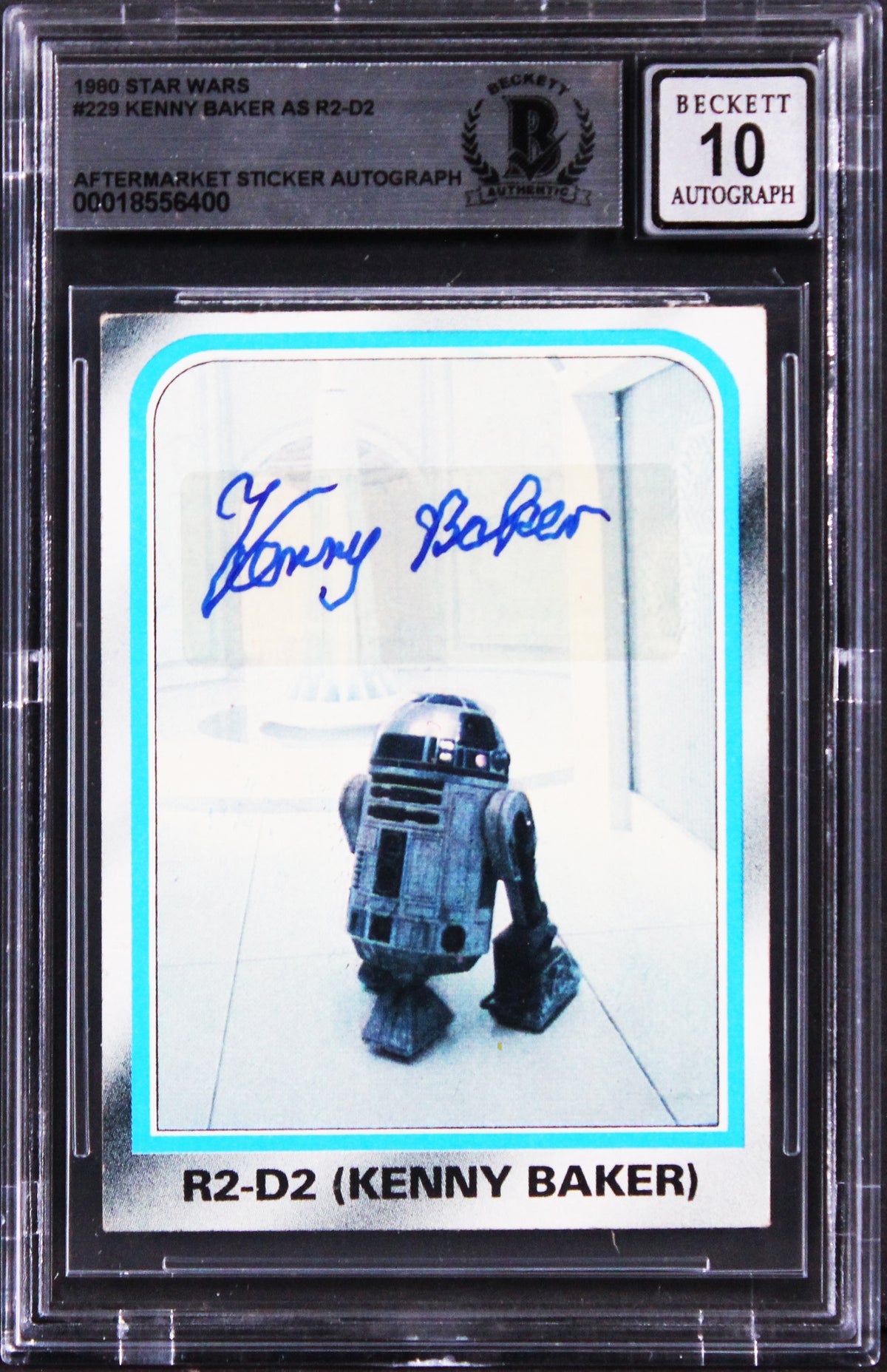 Kenny Baker Star Wars Signed 1980 Empire Strikes Back #229 Card Auto 10 BAS Slab