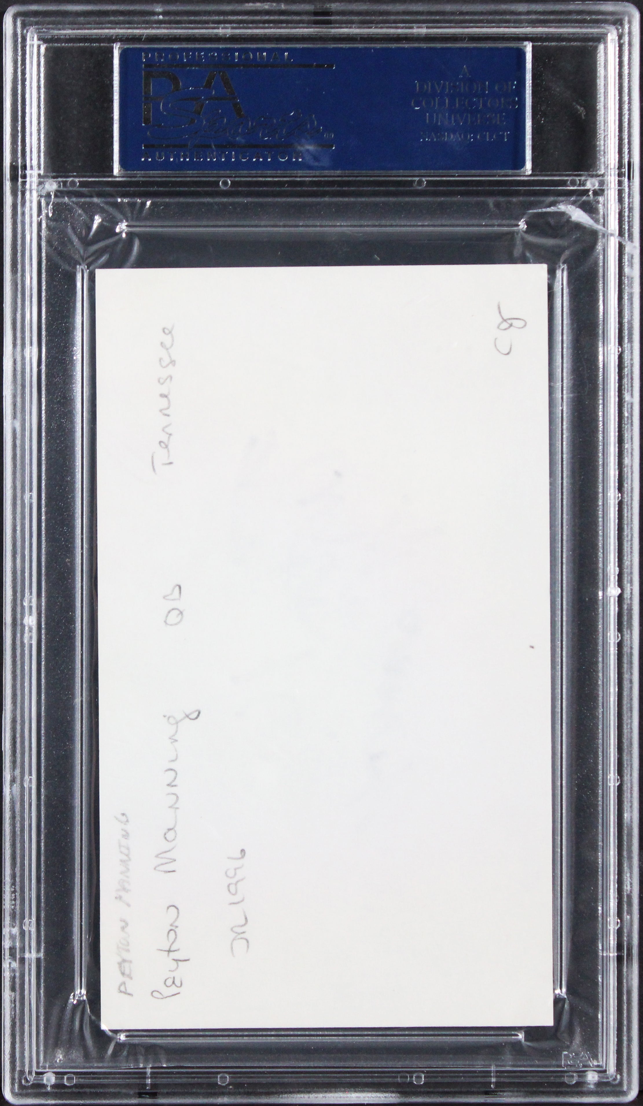 Tennessee Peyton Manning Signed 3x5 Index Card w/ Vintage Signature PSA Slabbed