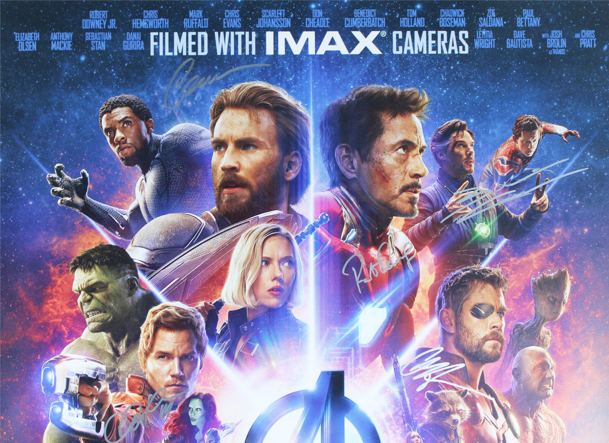 Avengers (12) Downey, Evans, Olsen Saldana, Pratt Signed 27x40 Framed Poster BAS
