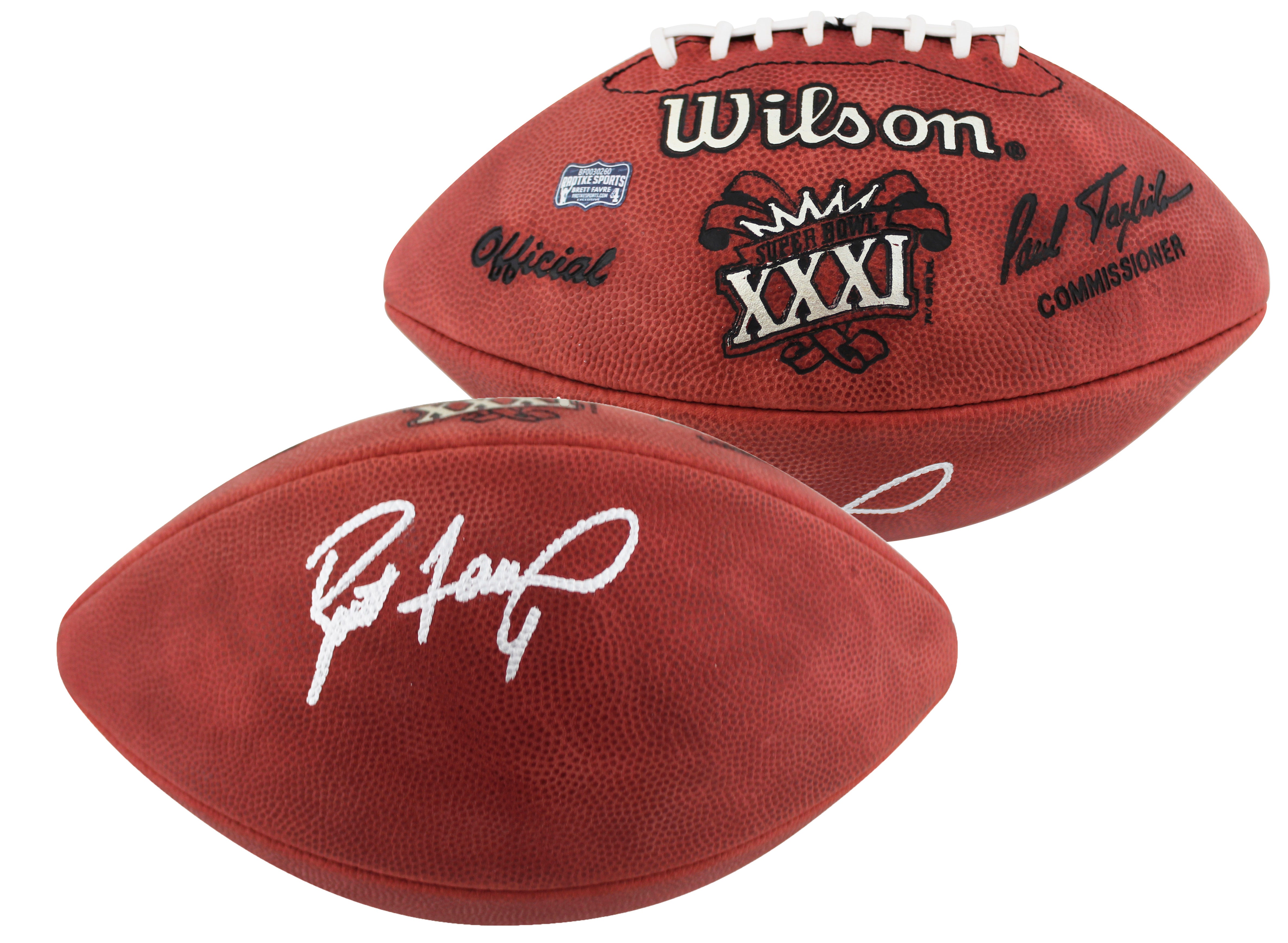 Packers Brett Favre Signed Official Wilson SB XXXI Logo Nfl Football B