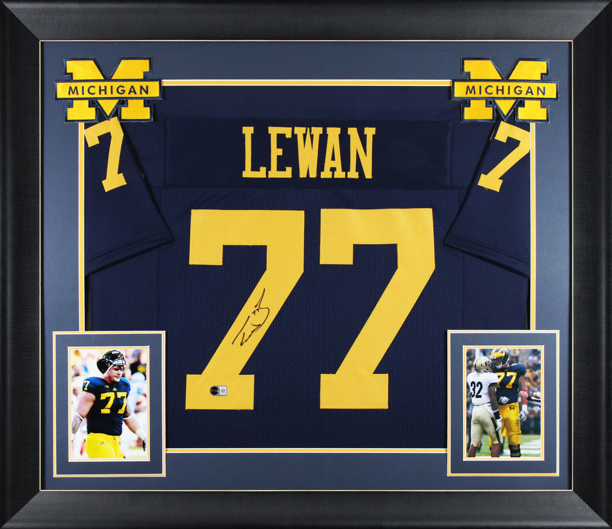 Michigan Taylor Lewan Authentic Signed Navy Blue Pro Style Jersey BAS Witnessed