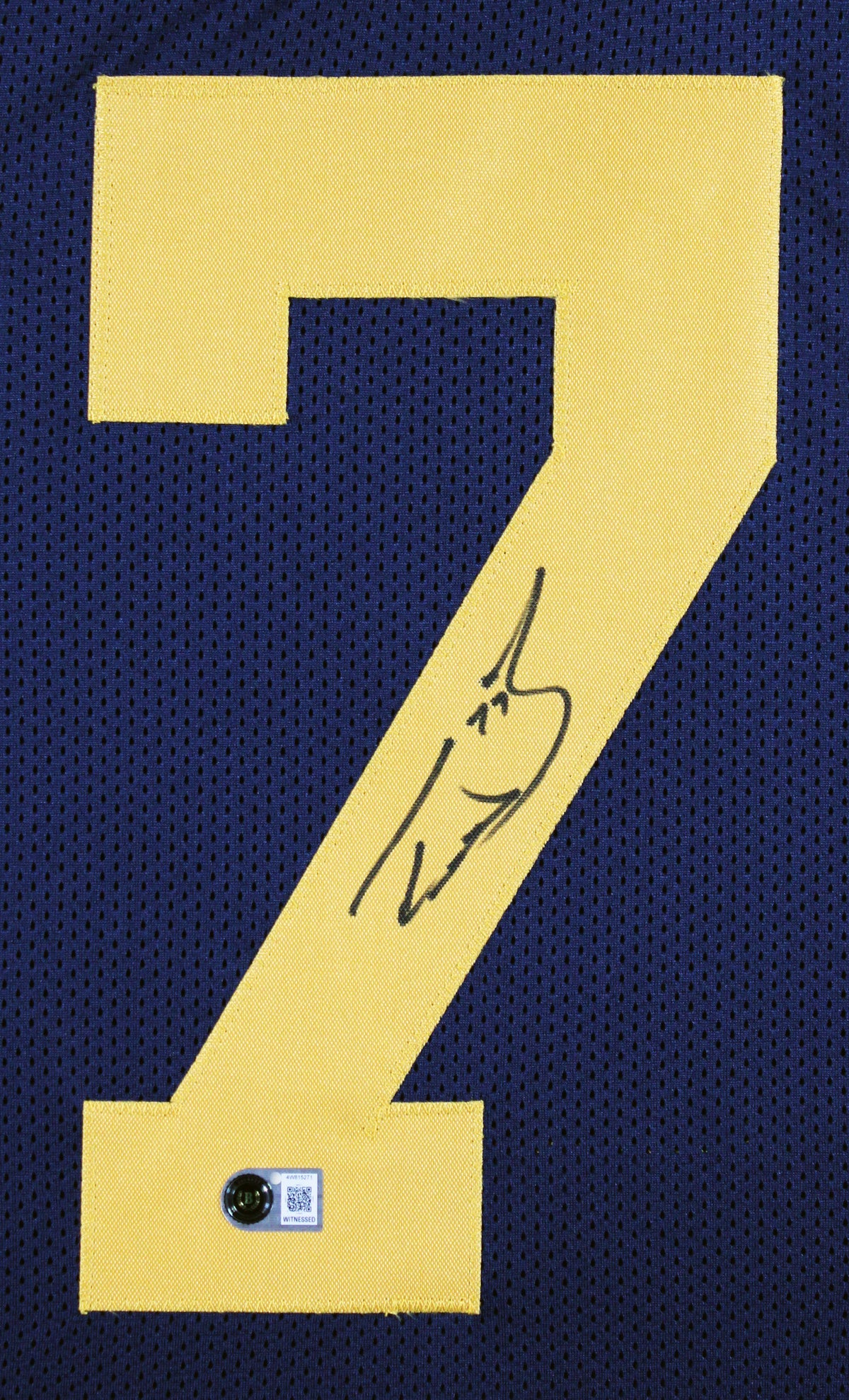 Michigan Taylor Lewan Authentic Signed Navy Blue Pro Style Jersey BAS Witnessed