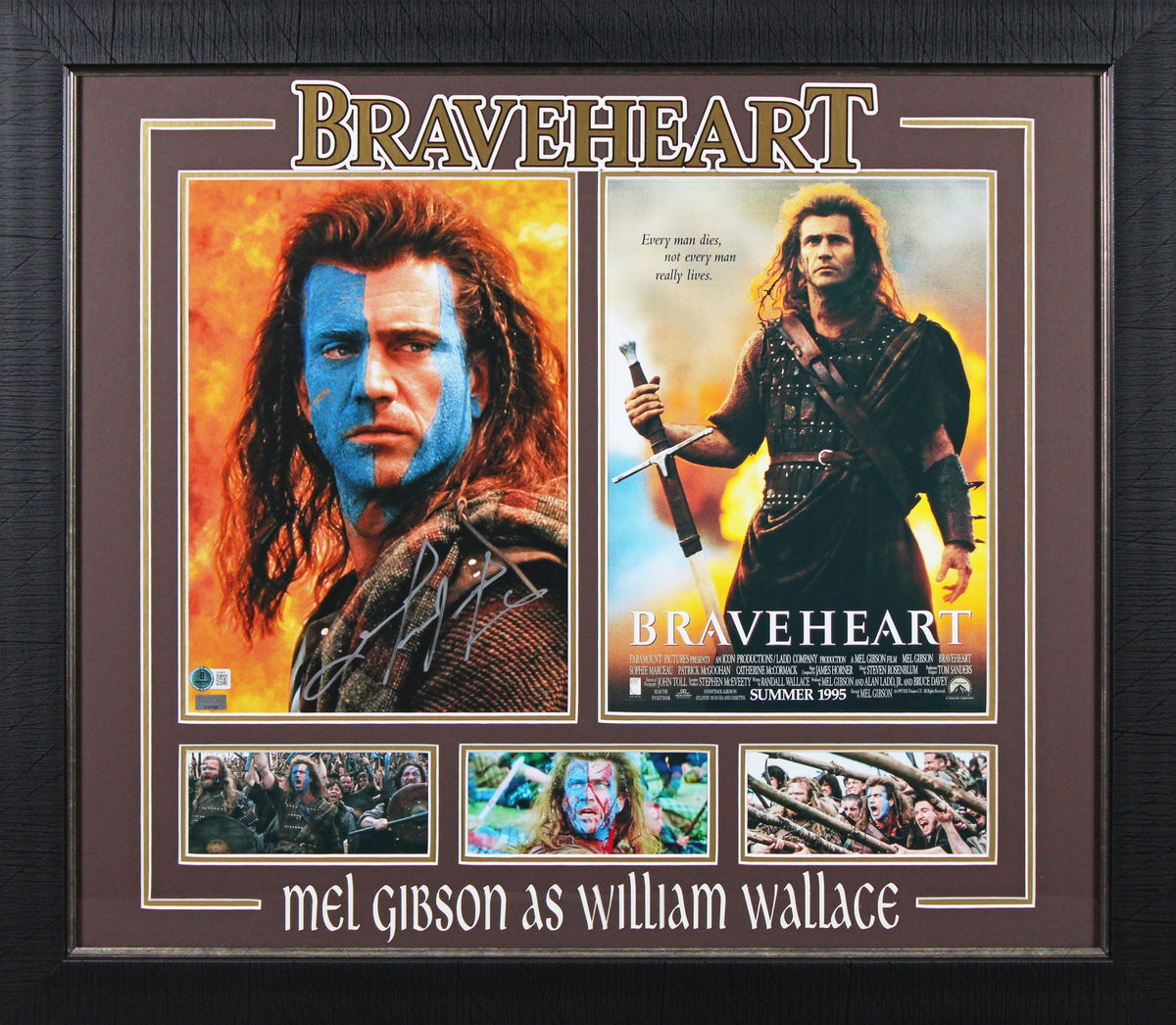 Mel Gibson Braveheart Authentic Signed 11x14 Framed Vertical Photo BAS