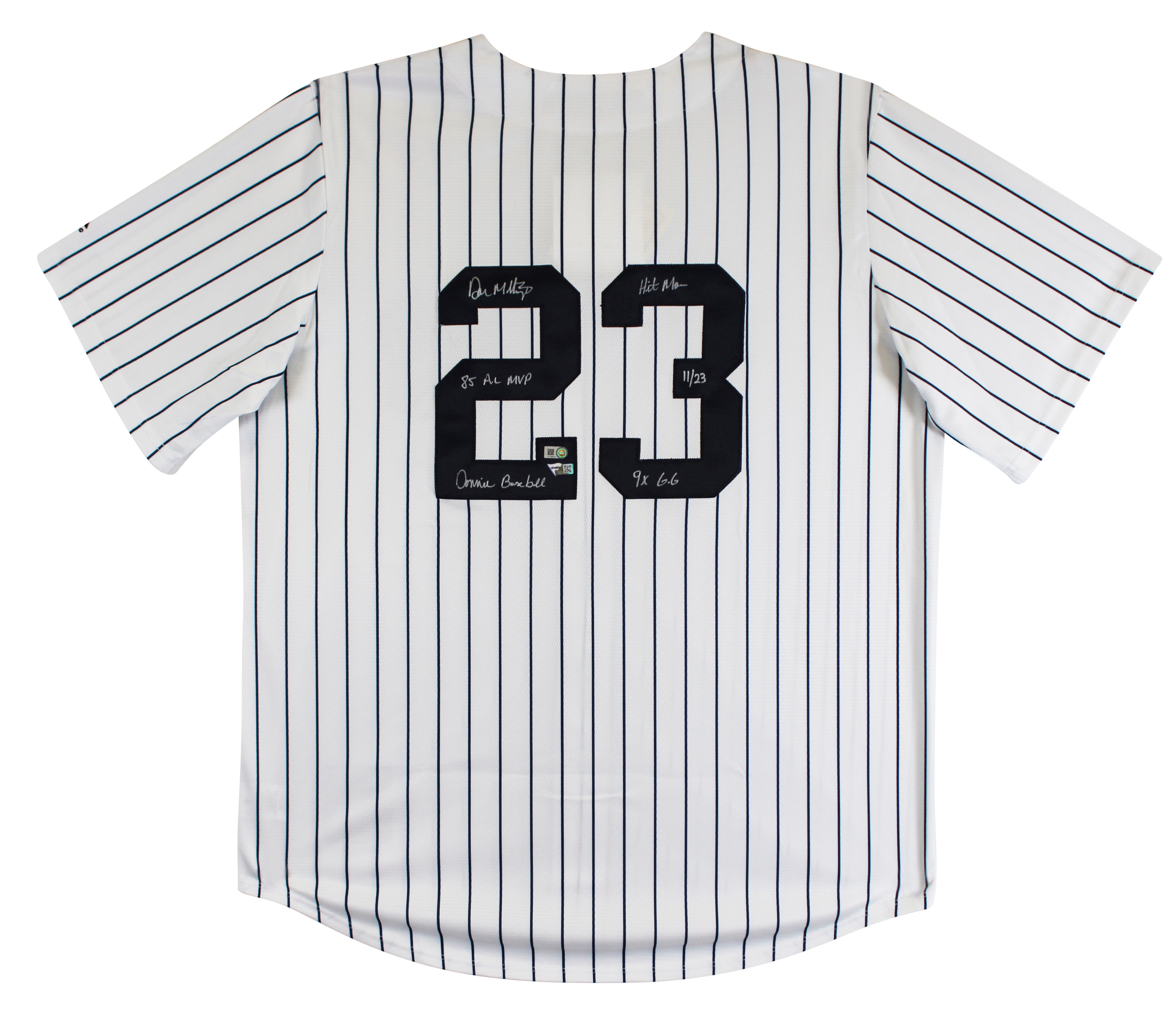 Don Mattingly "4x Insc" Signed White Pinstripe Majestic LE #11/23 Jersey Fan
