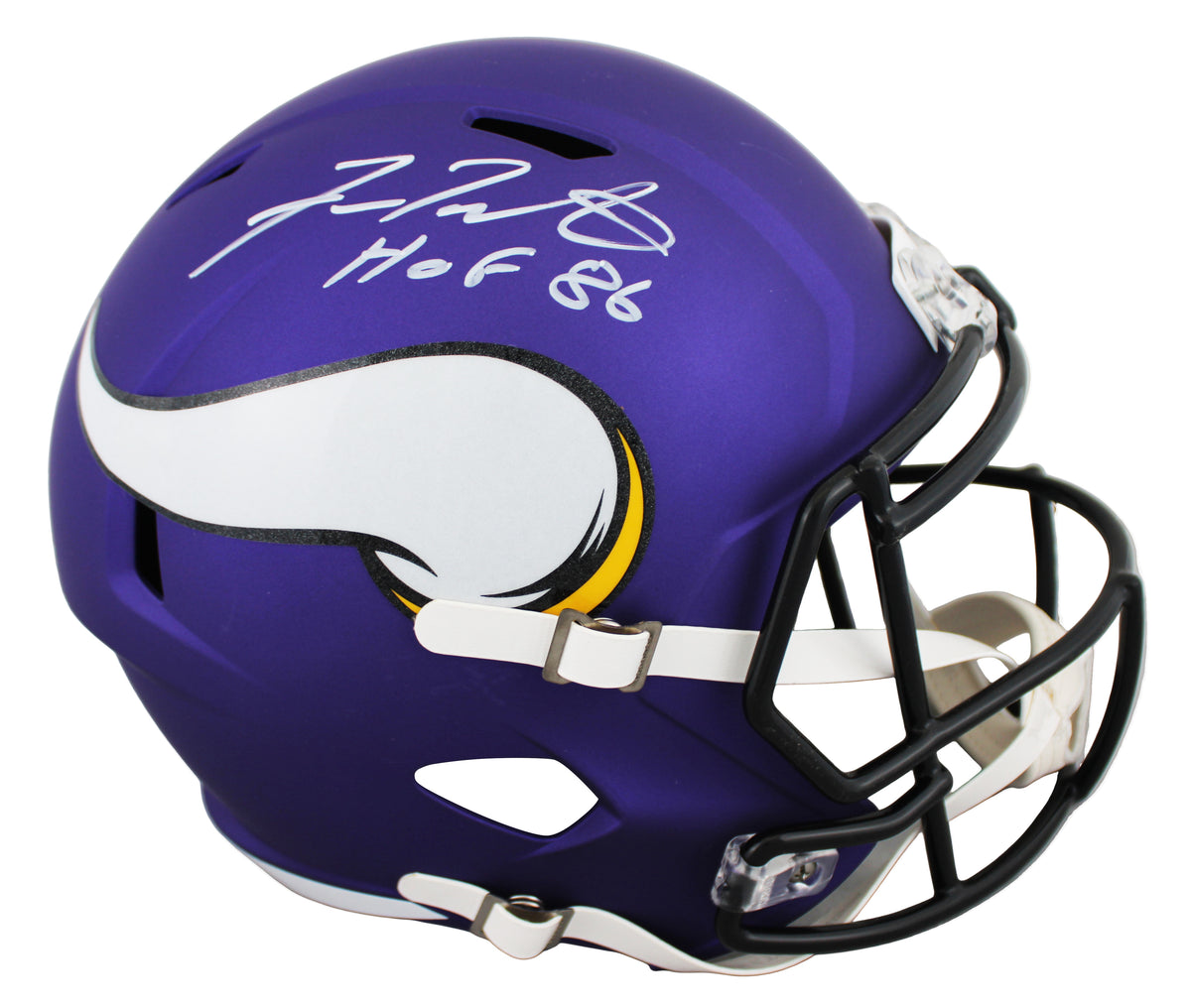 Fran Tarkenton "HOF 86" Signed F/S Speed Rep Helmet W/ Case w/ White Sig BAS W