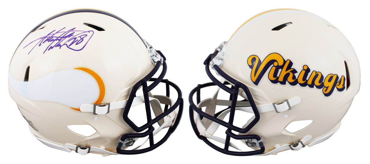 Vikings Adrian Peterson Signed Retro Full Size Speed Proline Helmet W/ Case BAS