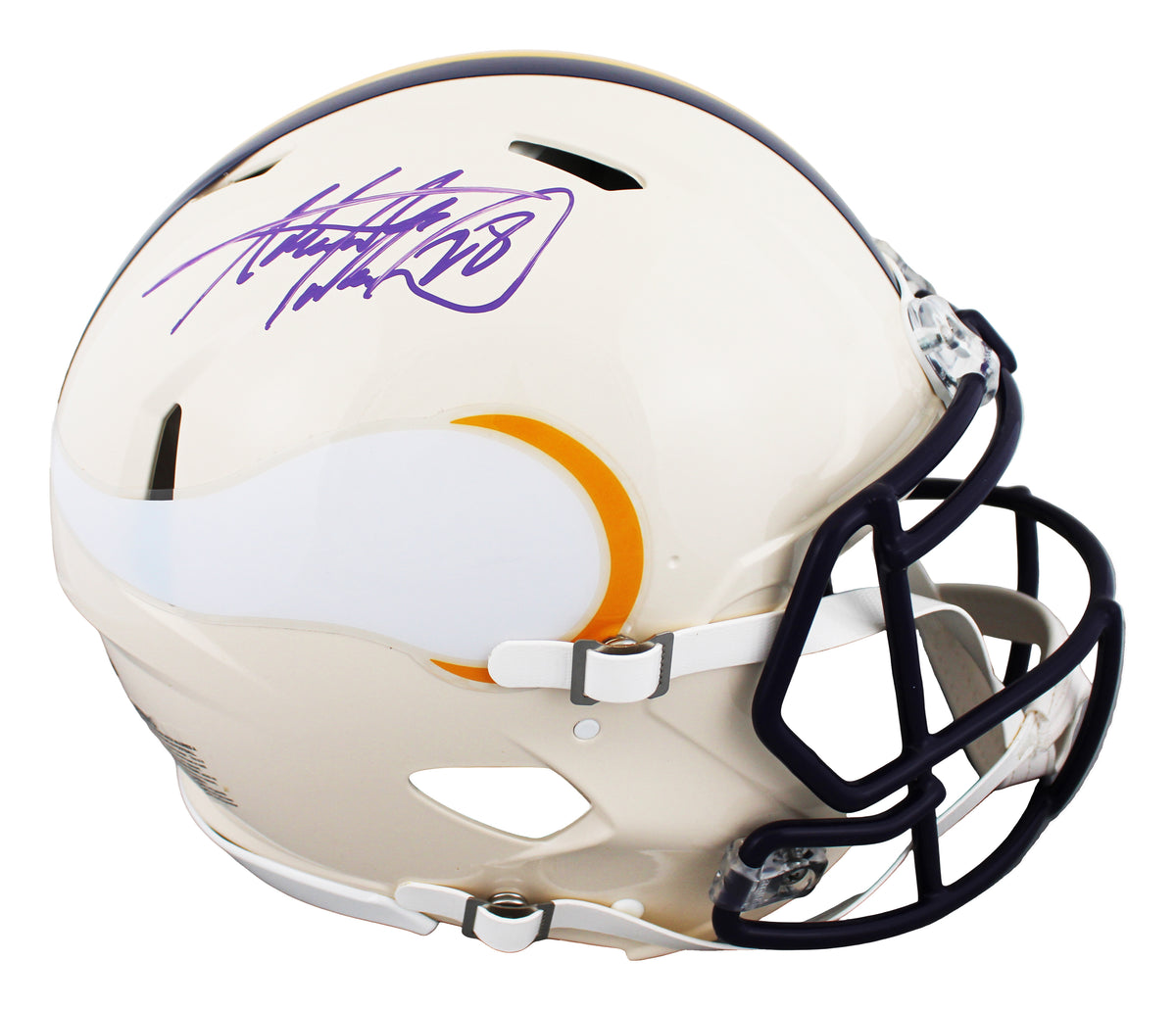 Vikings Adrian Peterson Signed Retro Full Size Speed Proline Helmet W/ Case BAS