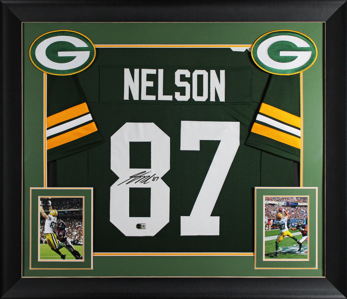Jordy Nelson Authentic Signed Green Pro Style Framed Jersey BAS Witnessed 2