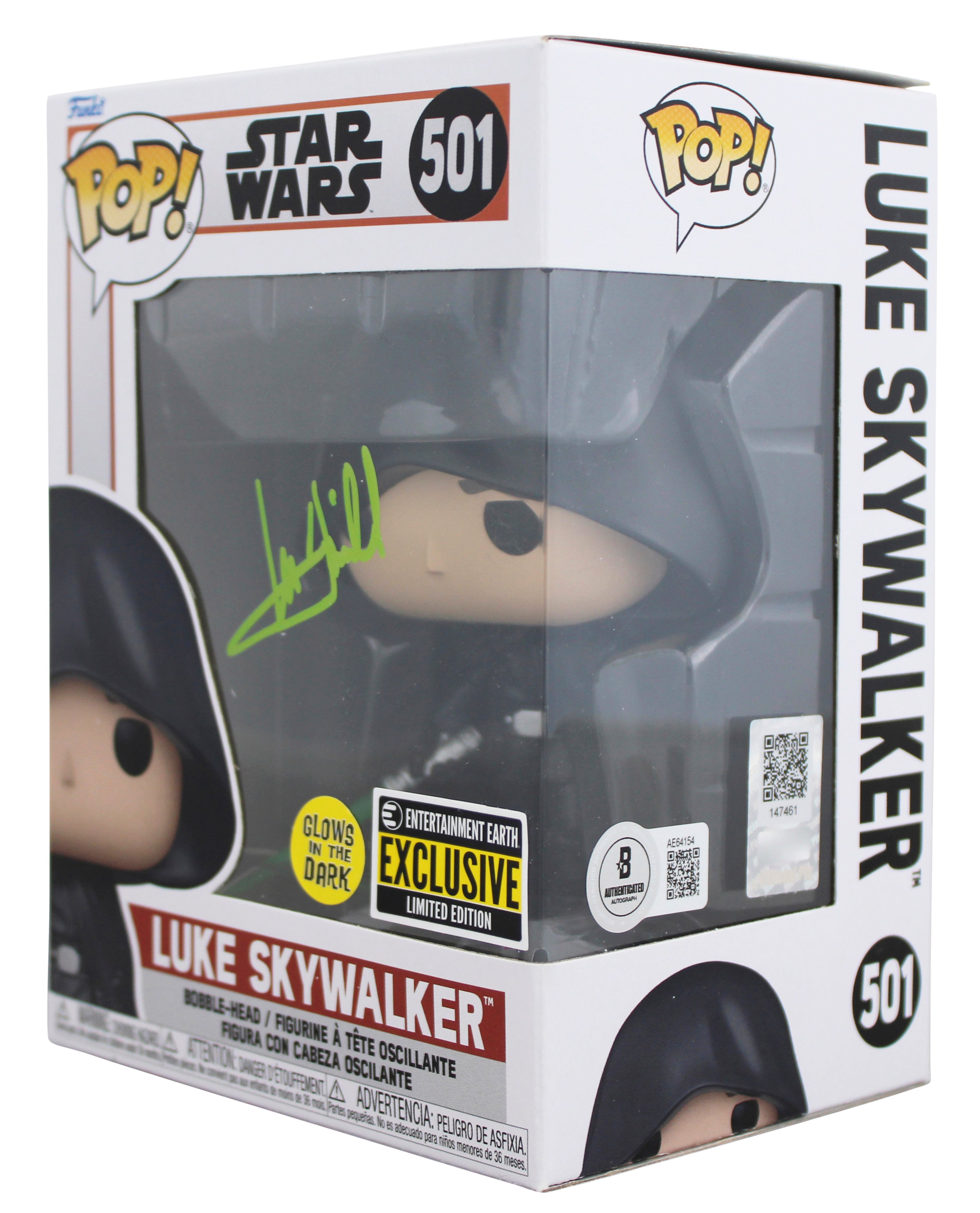 Mark Hamill Star Wars Signed Luke Skywalker #501 Funko Pop Figure BAS #AE64154