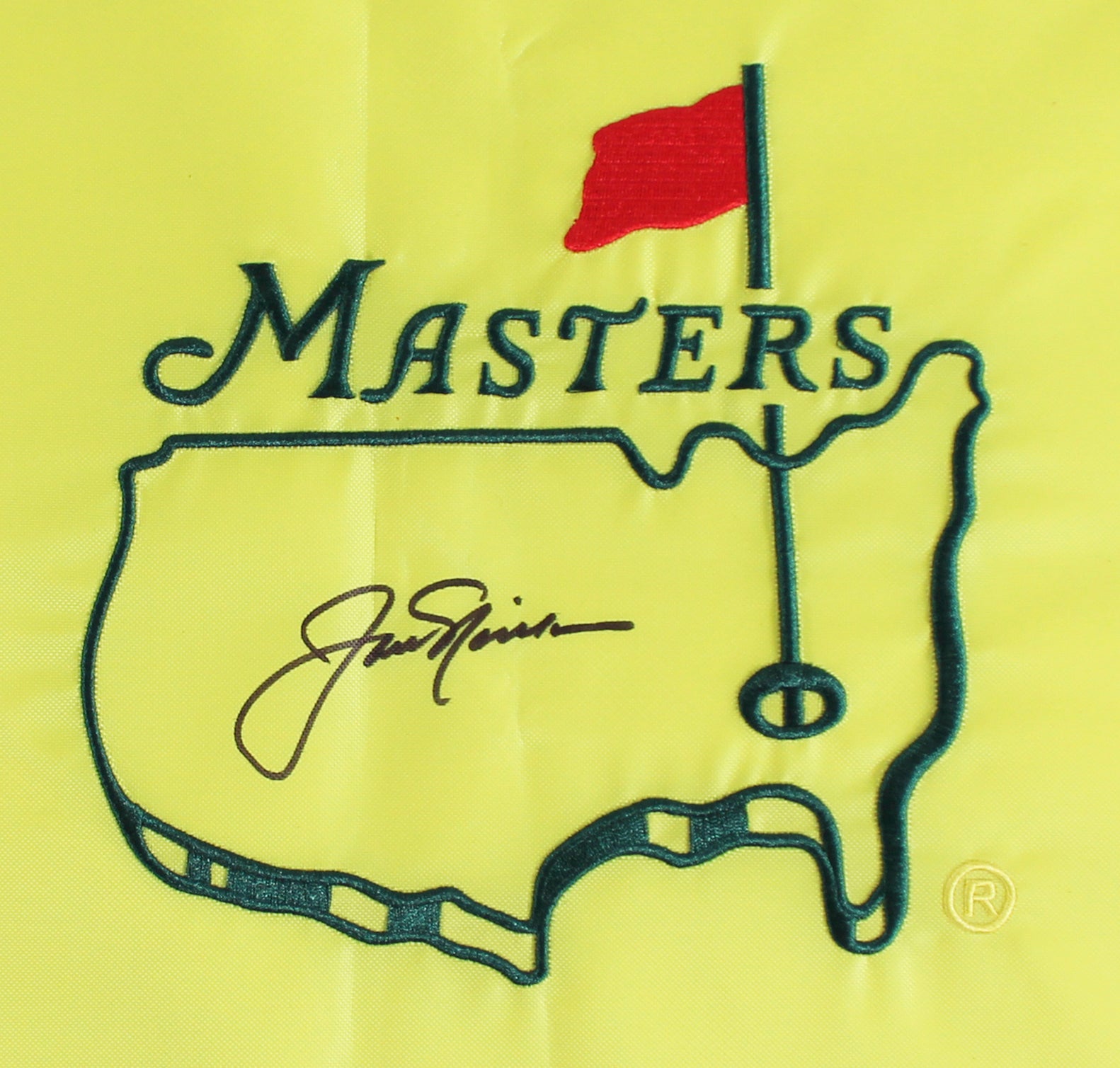 Jack Nicklaus Authentic Signed Undated Yellow Masters Pin Flag BAS LOA