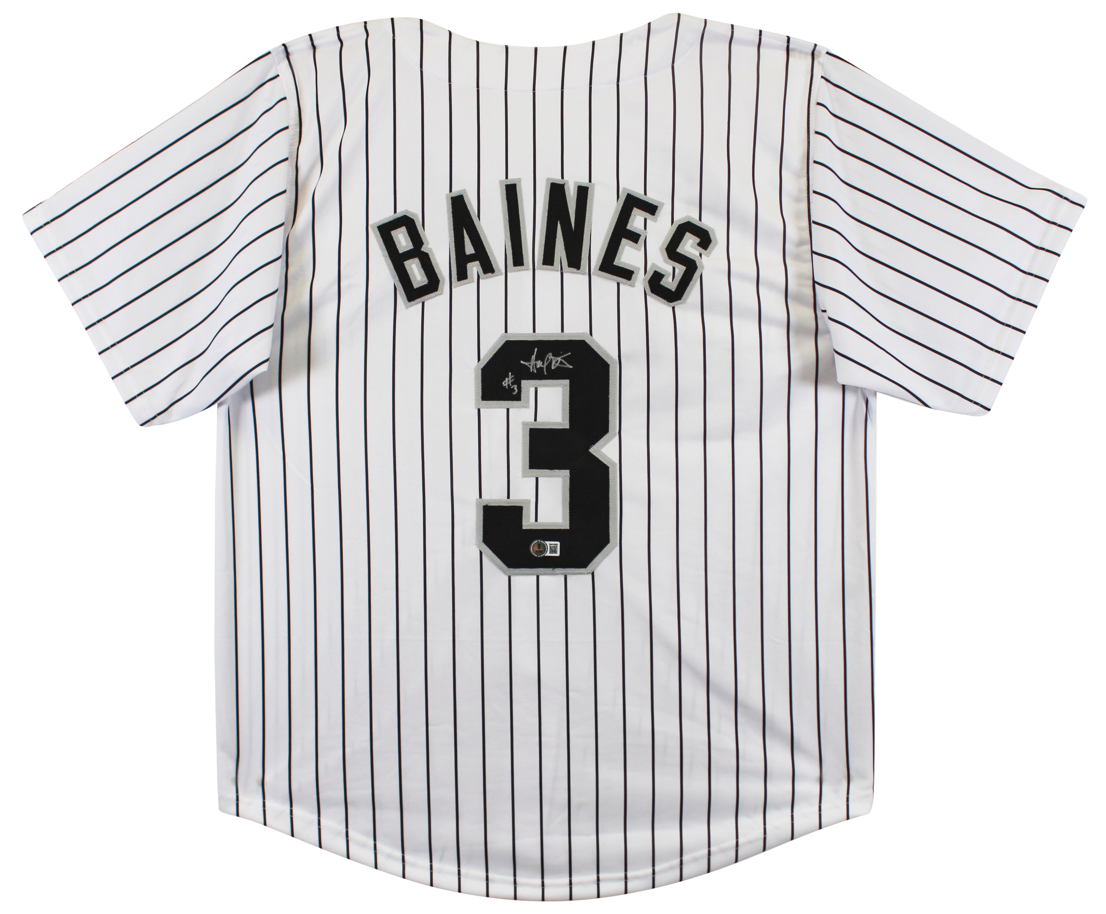 Harold Baines Authentic Signed White Pro Style Jersey Autographed BAS Witnessed