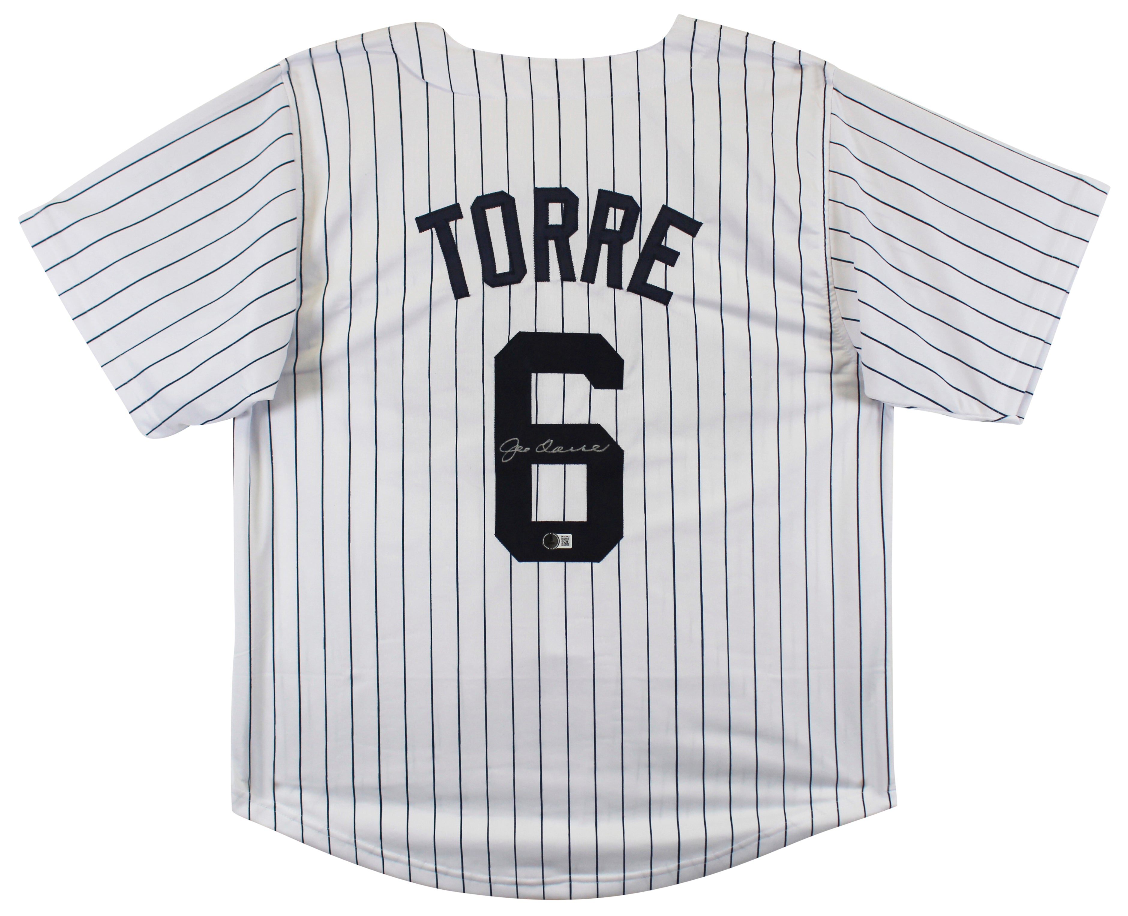 Joe Torre Authentic Signed White Pinstripe Pro Style Jersey BAS Witnessed