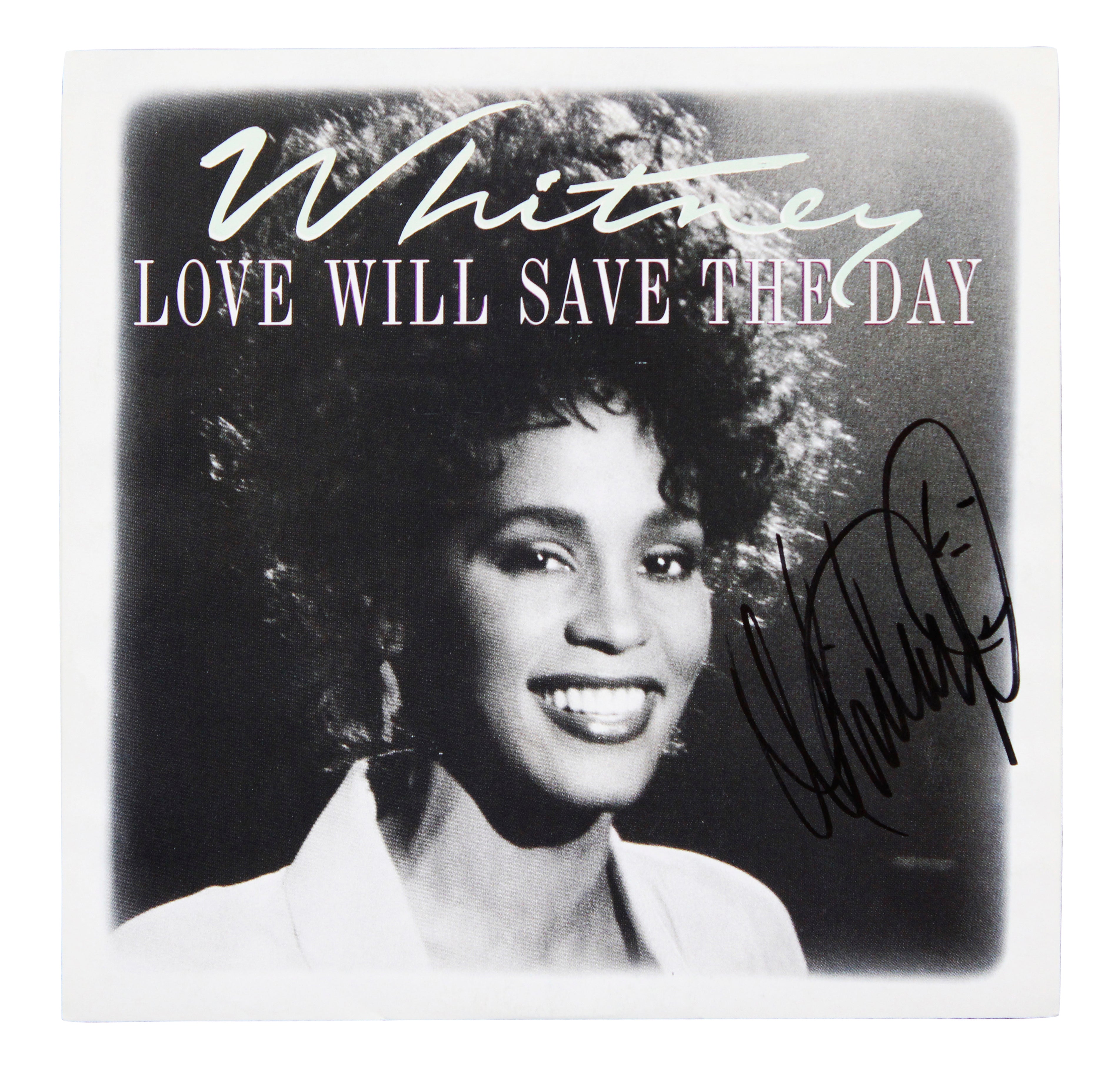 Whitney Houston Signed Love Will Save the Day 45 RPM Album Cover JSA #ZZ07458