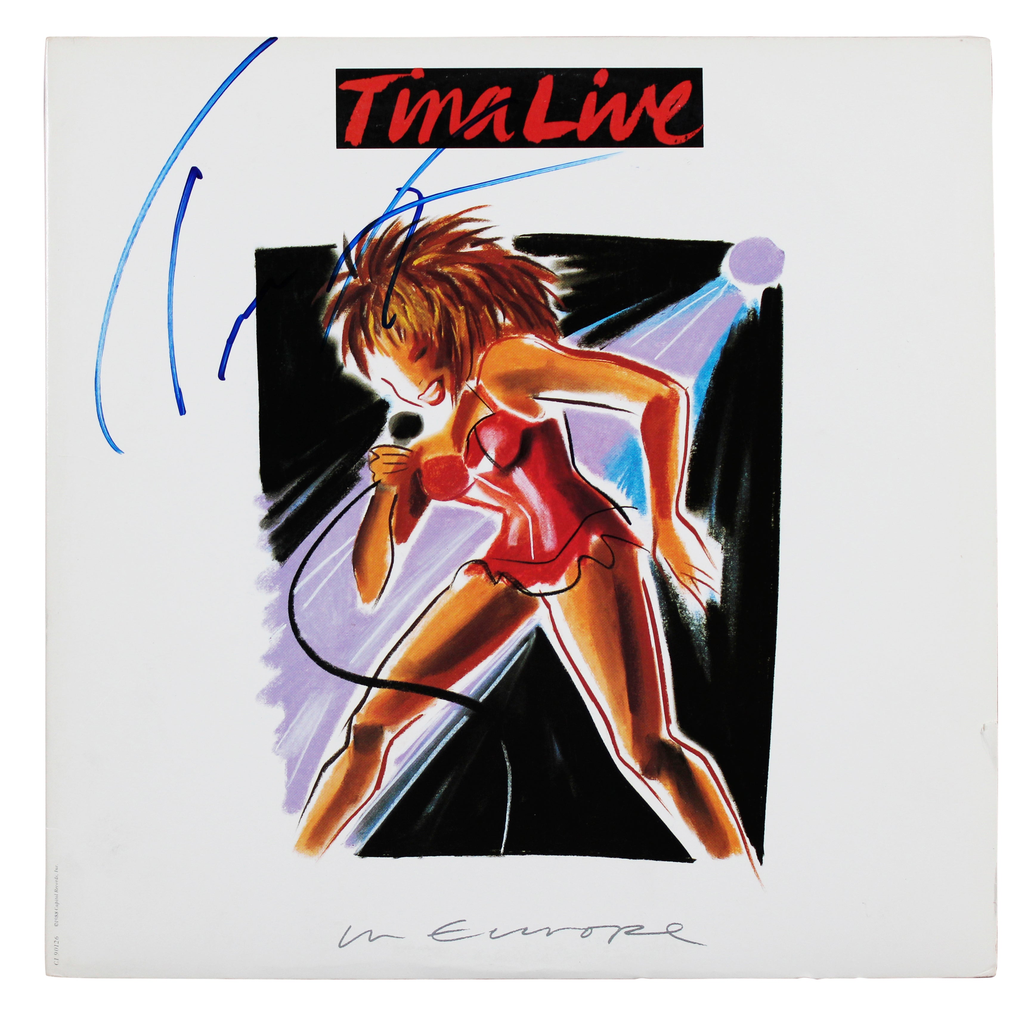 Tina Turner Signed Tina Live in Europe Album Cover W/ Vinyl BAS #AE02786