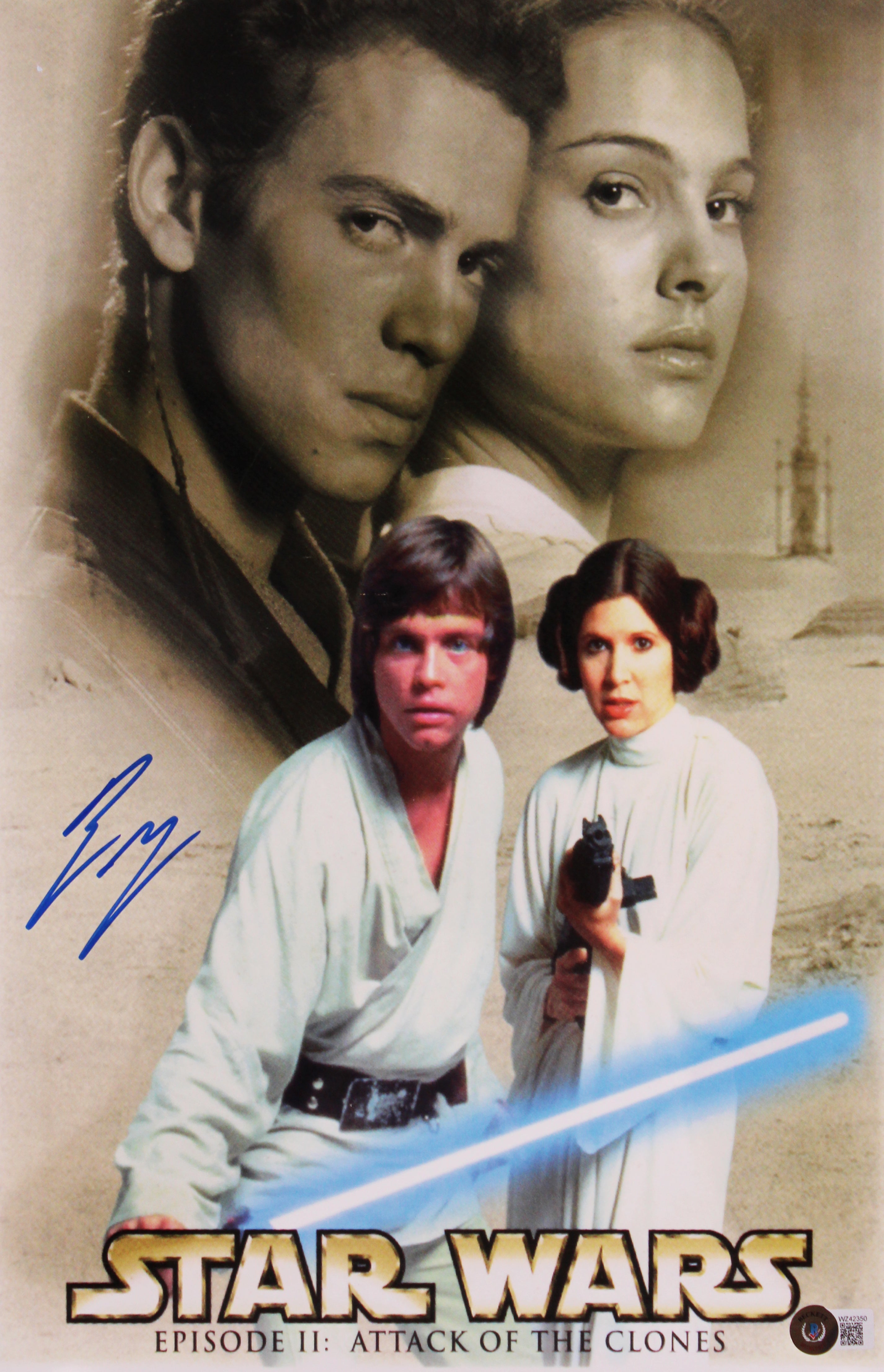 Ewan McGregor Star Wars Episode II Signed 11x17 Mini Movie Poster Photo BAS Wit