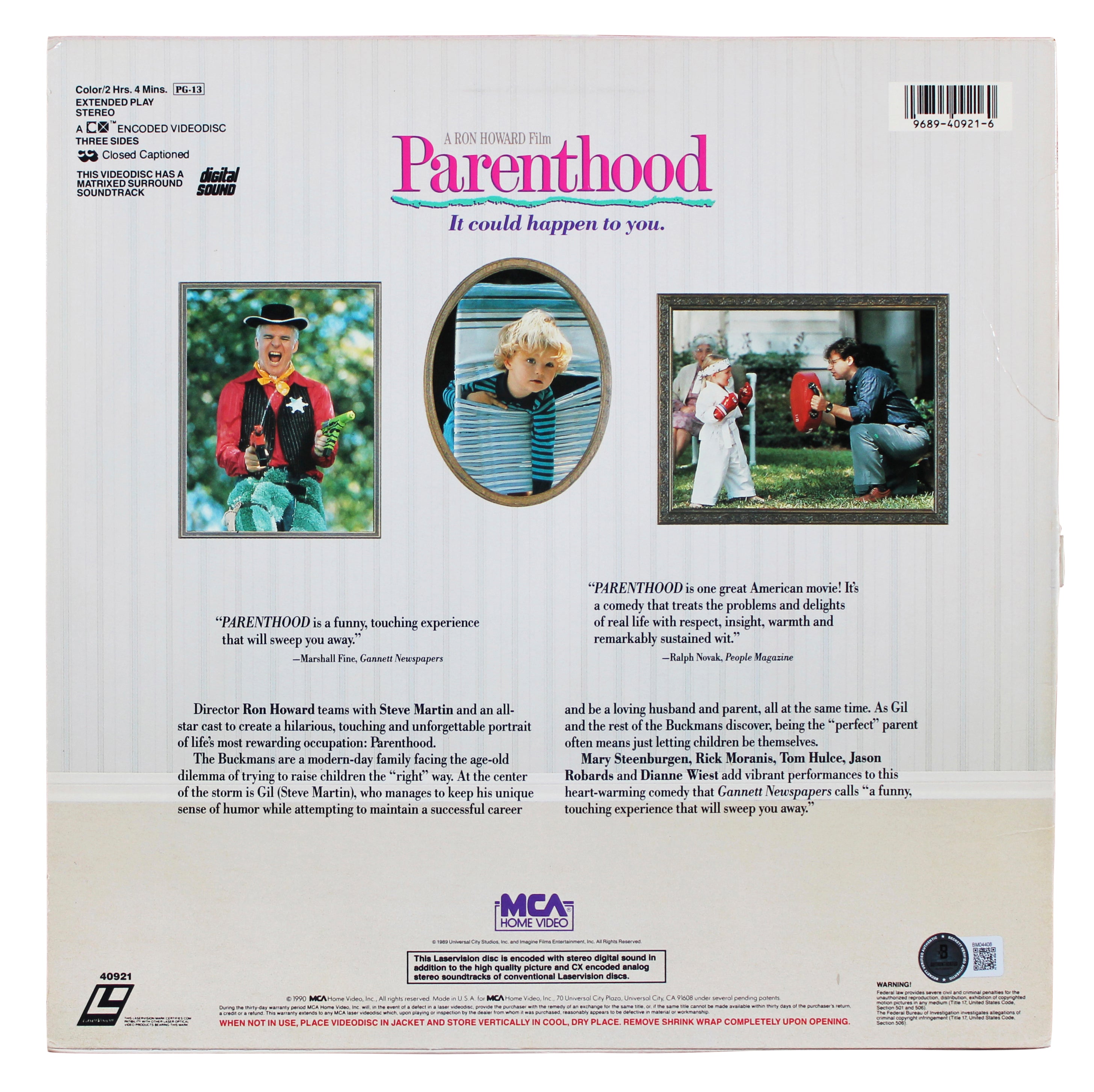 Steve Martin Authentic Signed Parenthood Laserdisc Cover w/o Disk BAS #BM04408