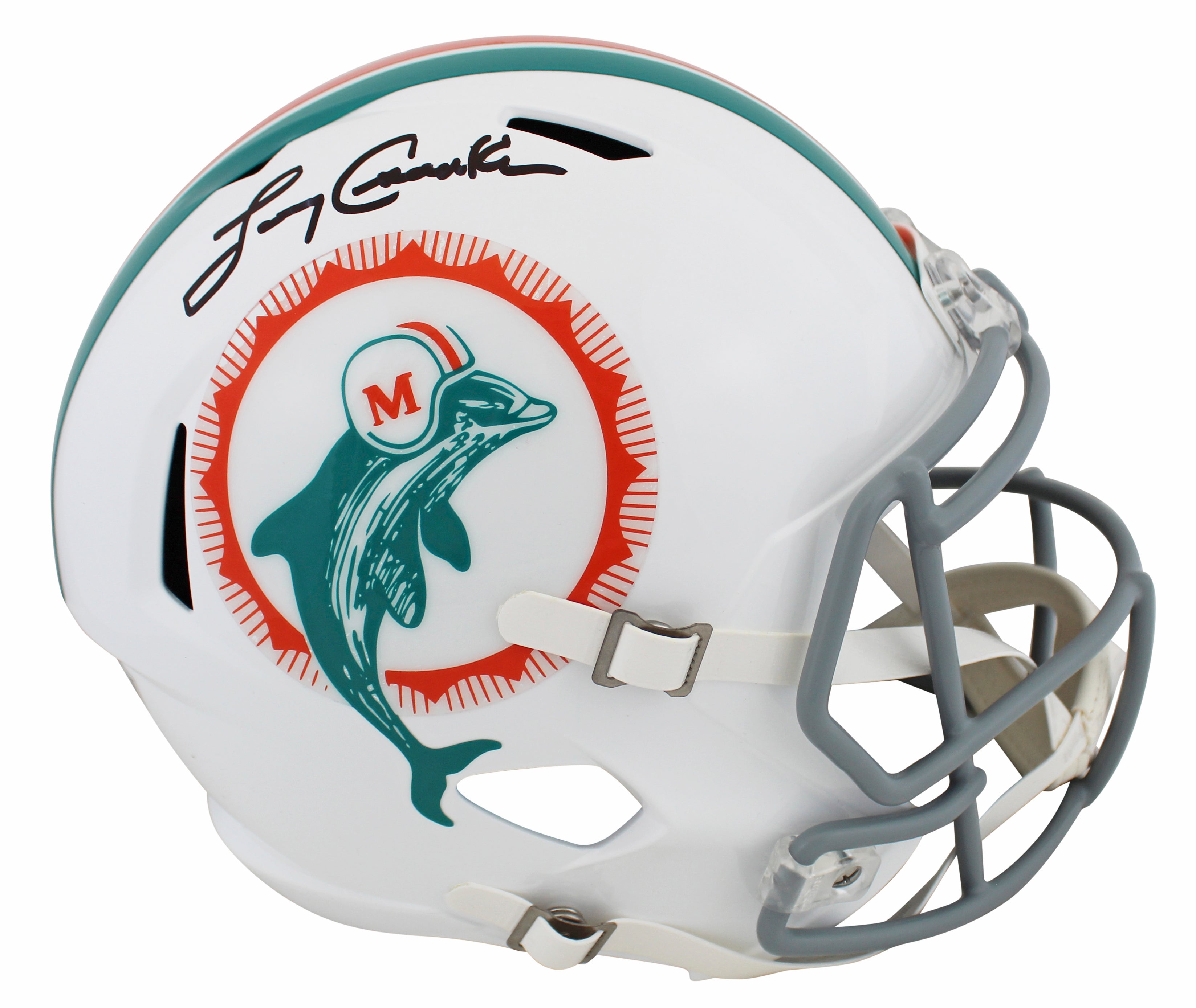 Dolphins Larry Csonka Signed 1972 TB Full Size Speed Rep Helmet W/ Case BAS W