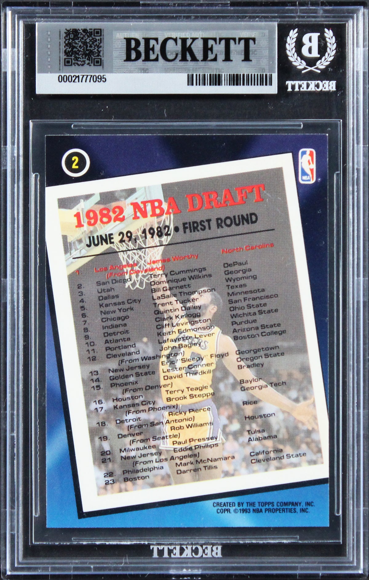 Lakers James Worthy Authentic Signed 1992 Topps Archives #2 Card BAS Slabbed