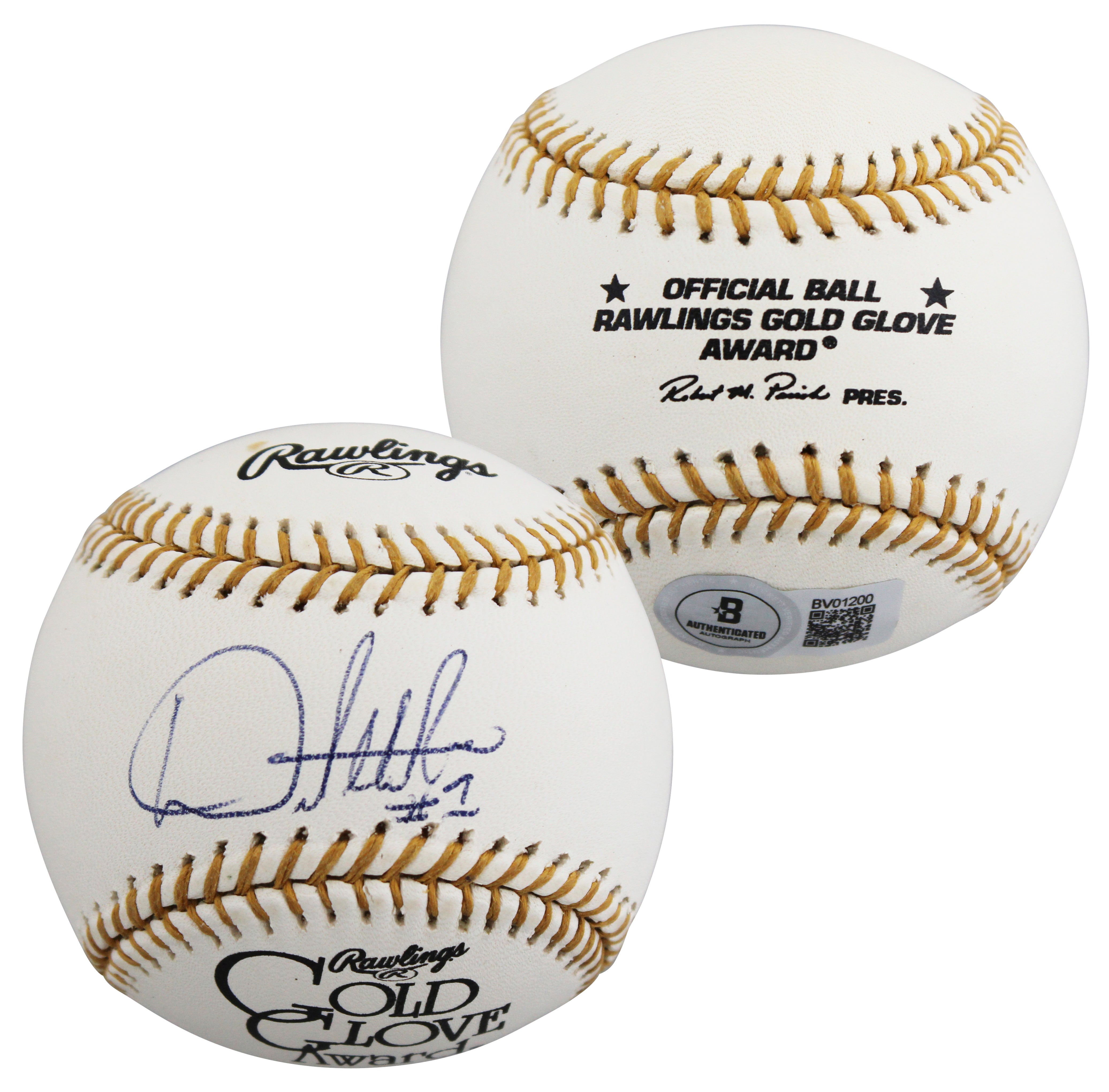 D-Backs Orlando Hudson Authentic Signed Rawlings Gold Glove Logo Baseball BAS