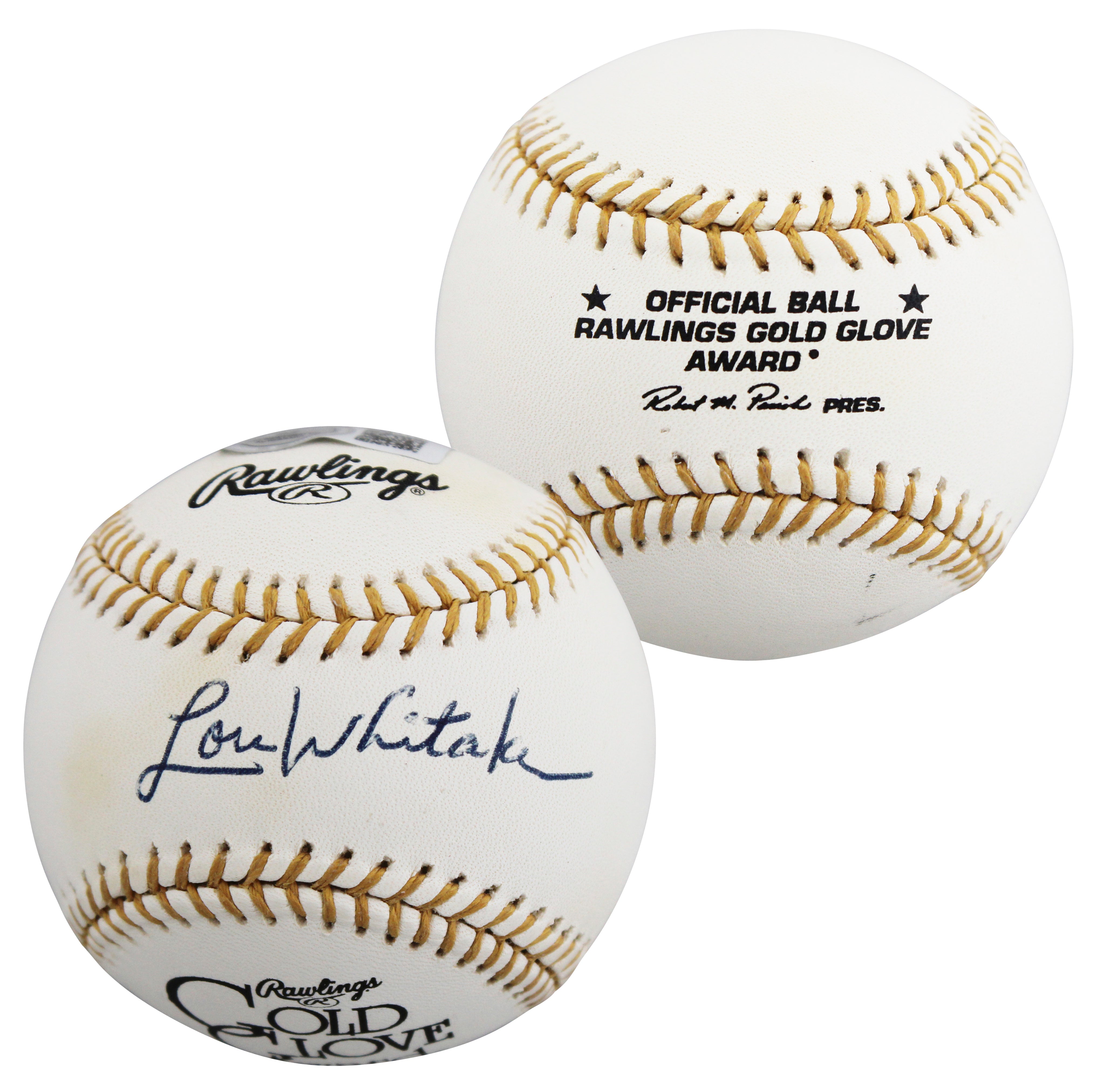 Tigers Lou Whitaker Signed Rawlings Gold Glove Logo OML Baseball BAS #BV01147