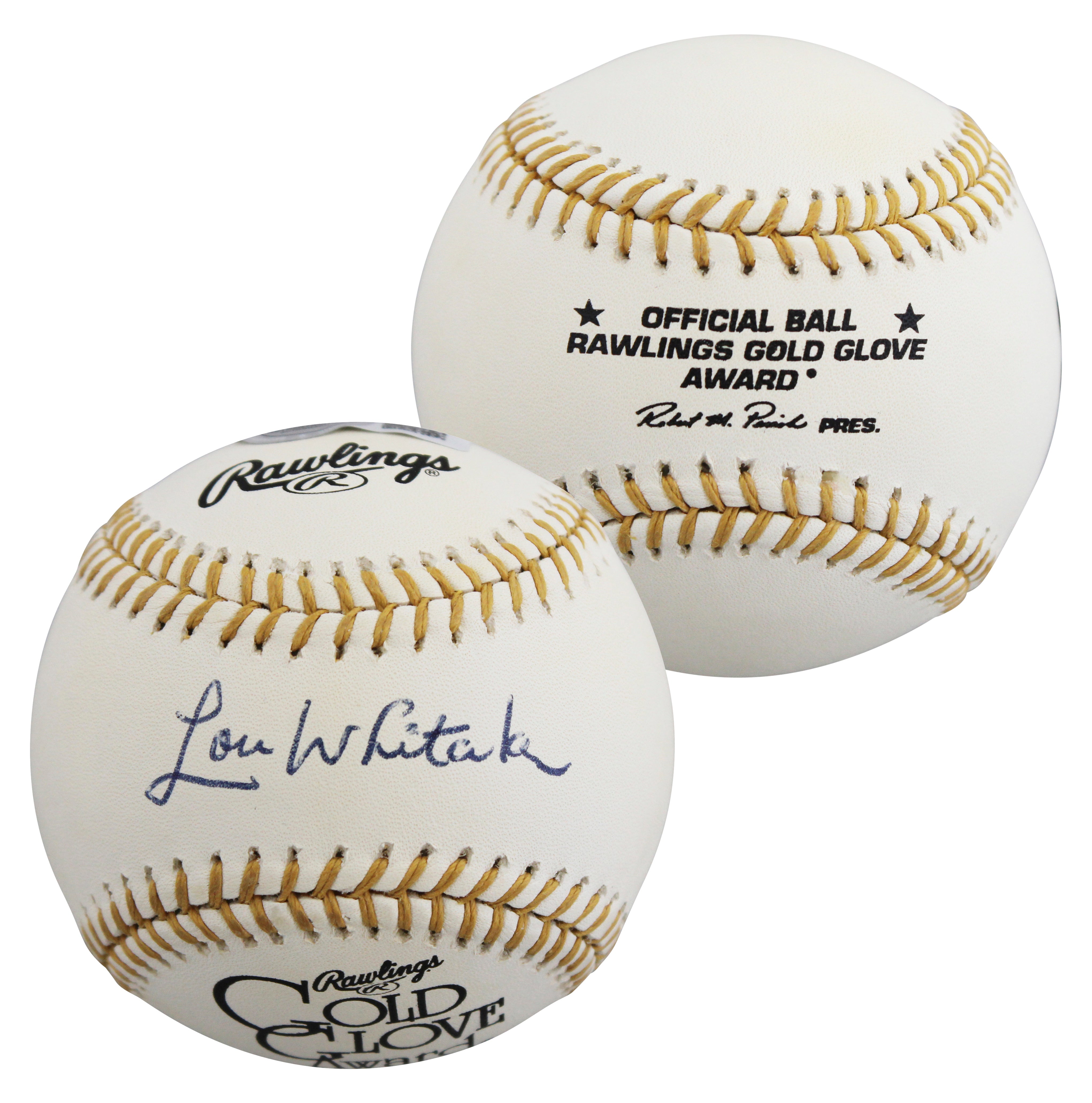 Tigers Lou Whitaker Signed Rawlings Gold Glove Logo OML Baseball BAS #BV01150